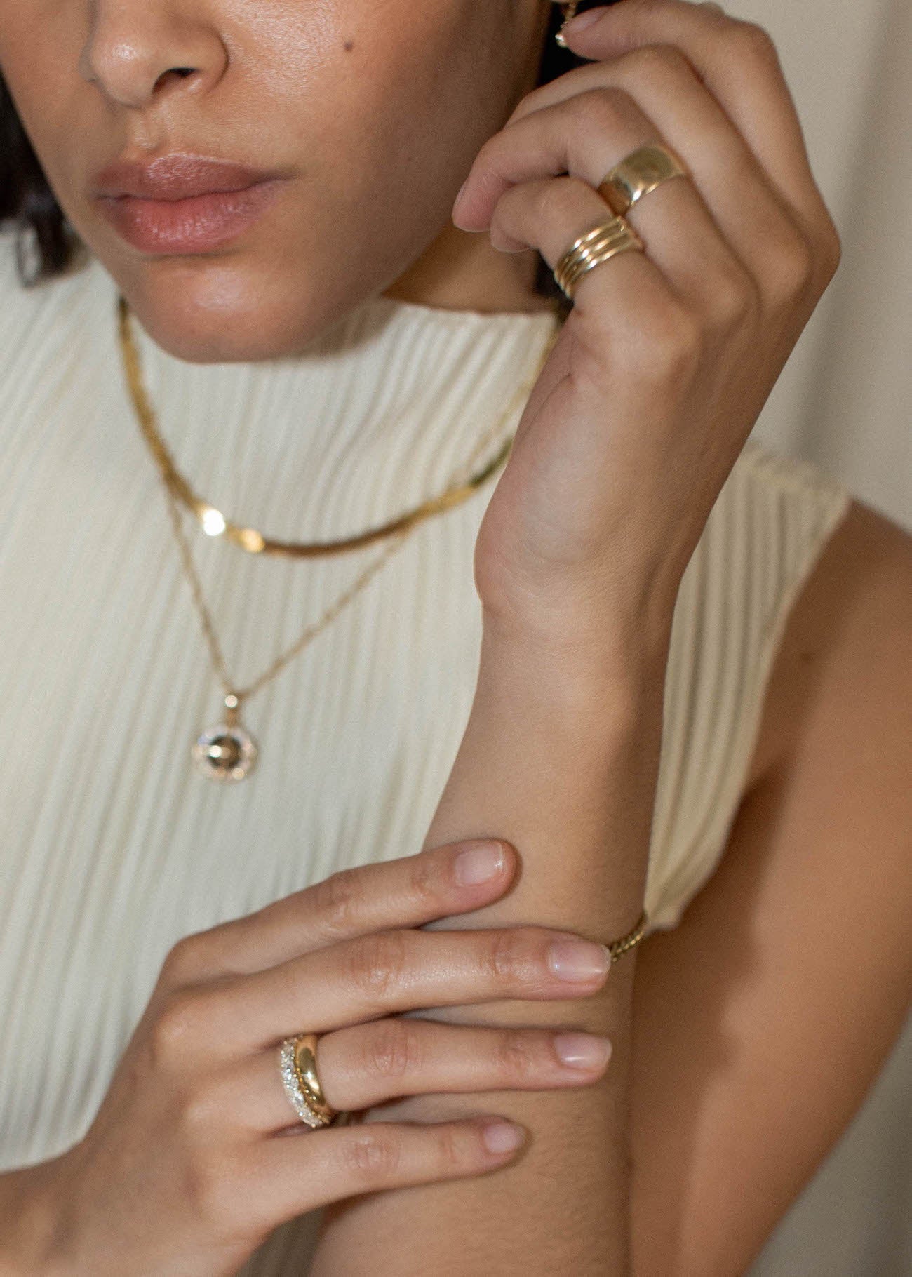 Kinn - Françoise Layered Ellipse Non - Hollow Ring - Image 4