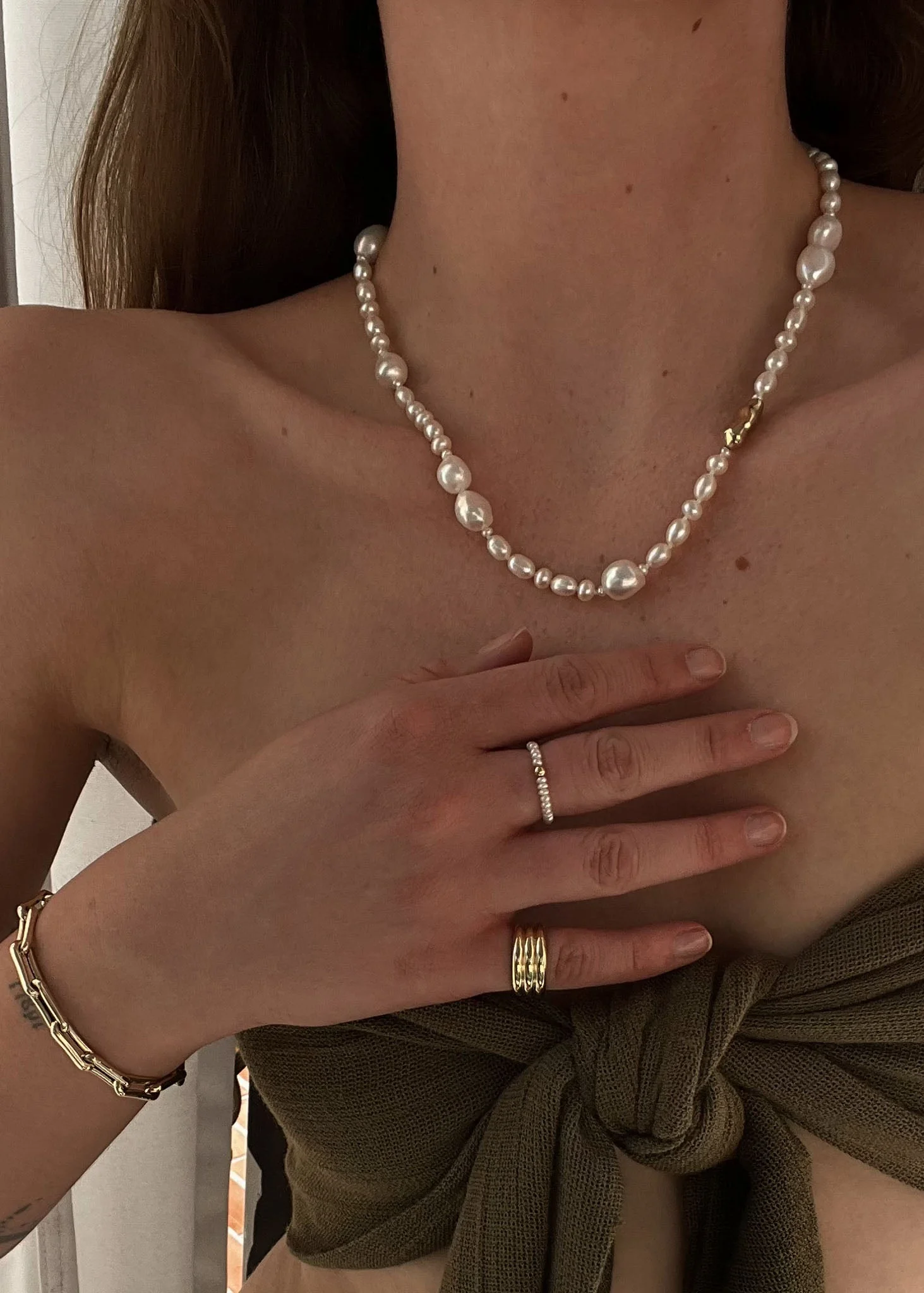 Kinn - Françoise Layered Ellipse Non - Hollow Ring - Image 7