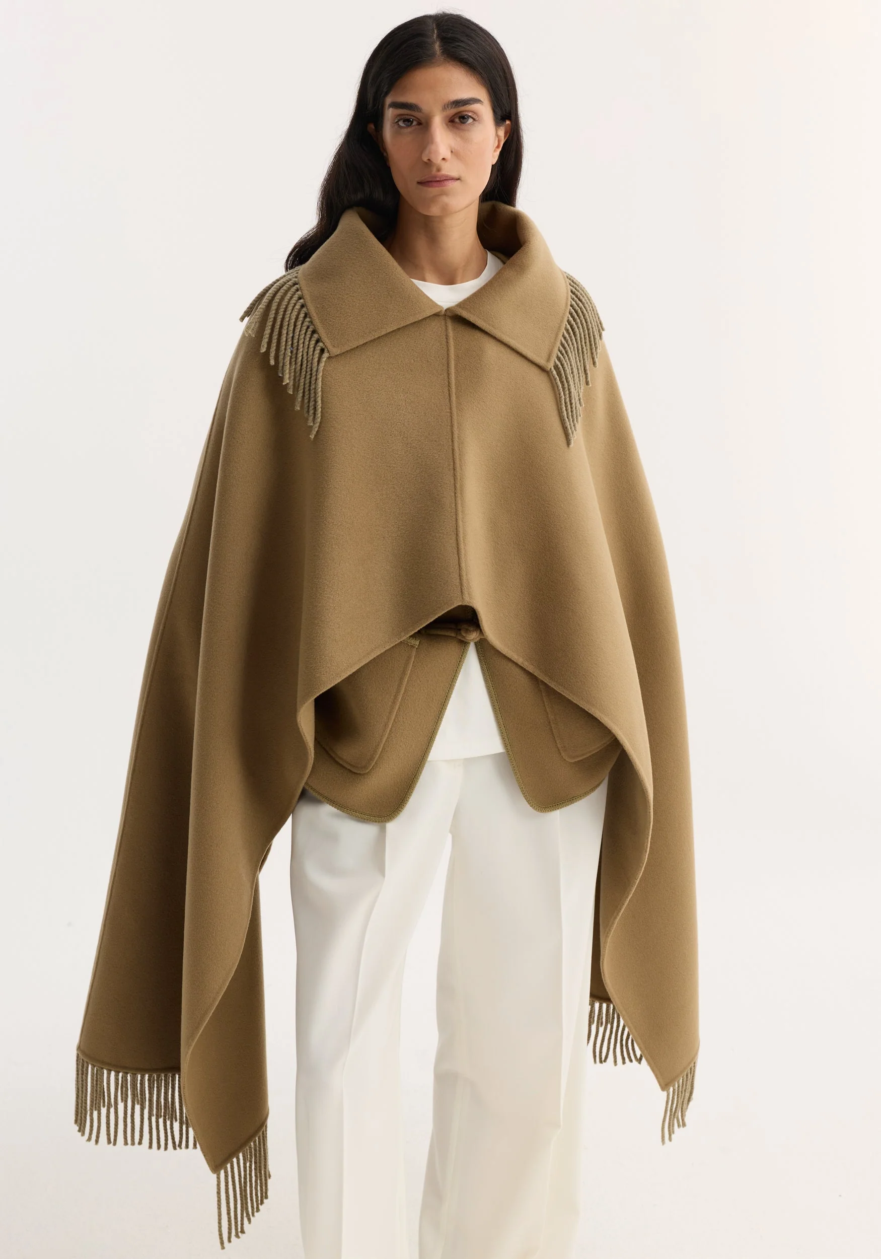 ROHE - Fringe scarf poncho | camel - Image 2