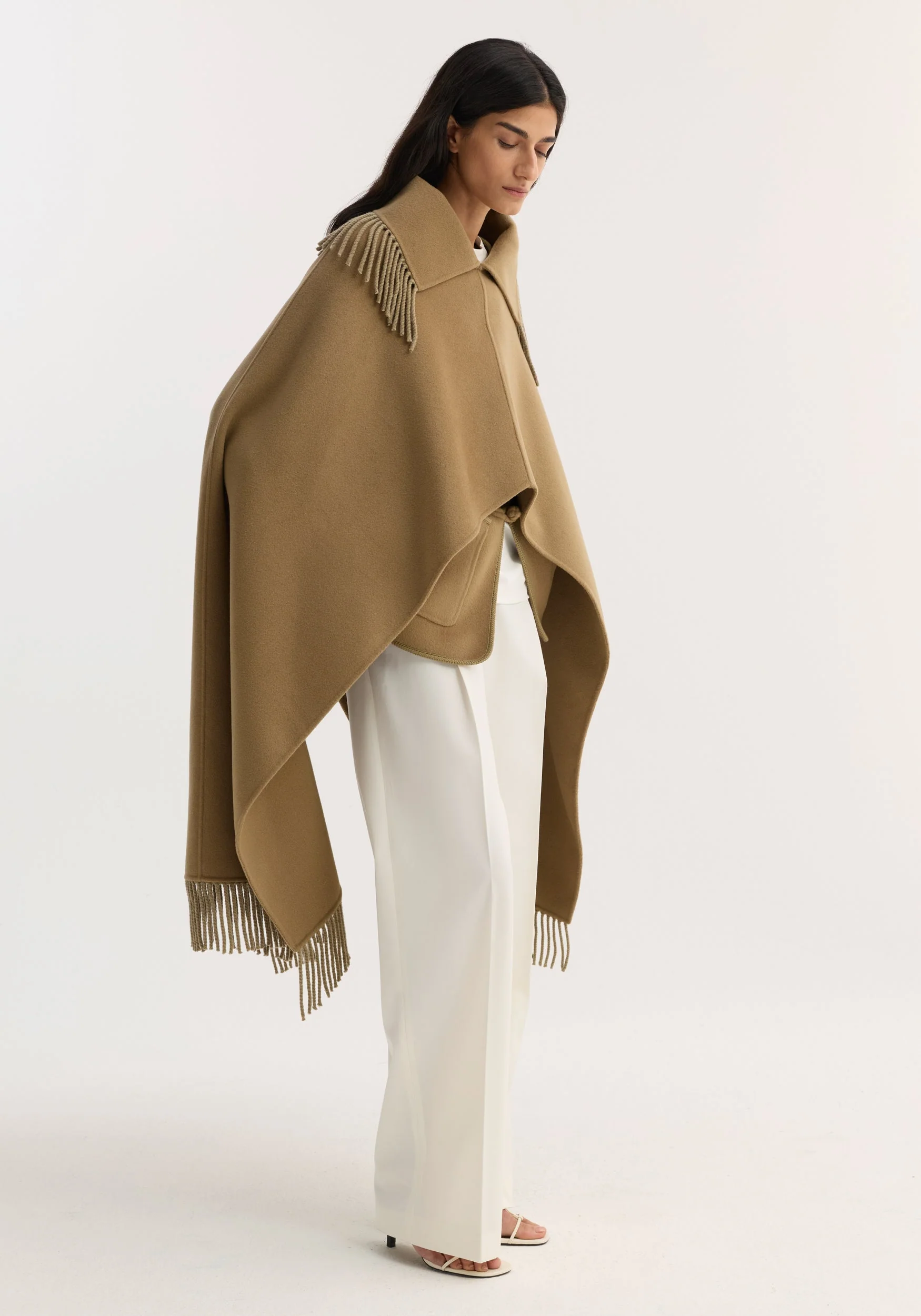 ROHE - Fringe scarf poncho | camel - Image 5