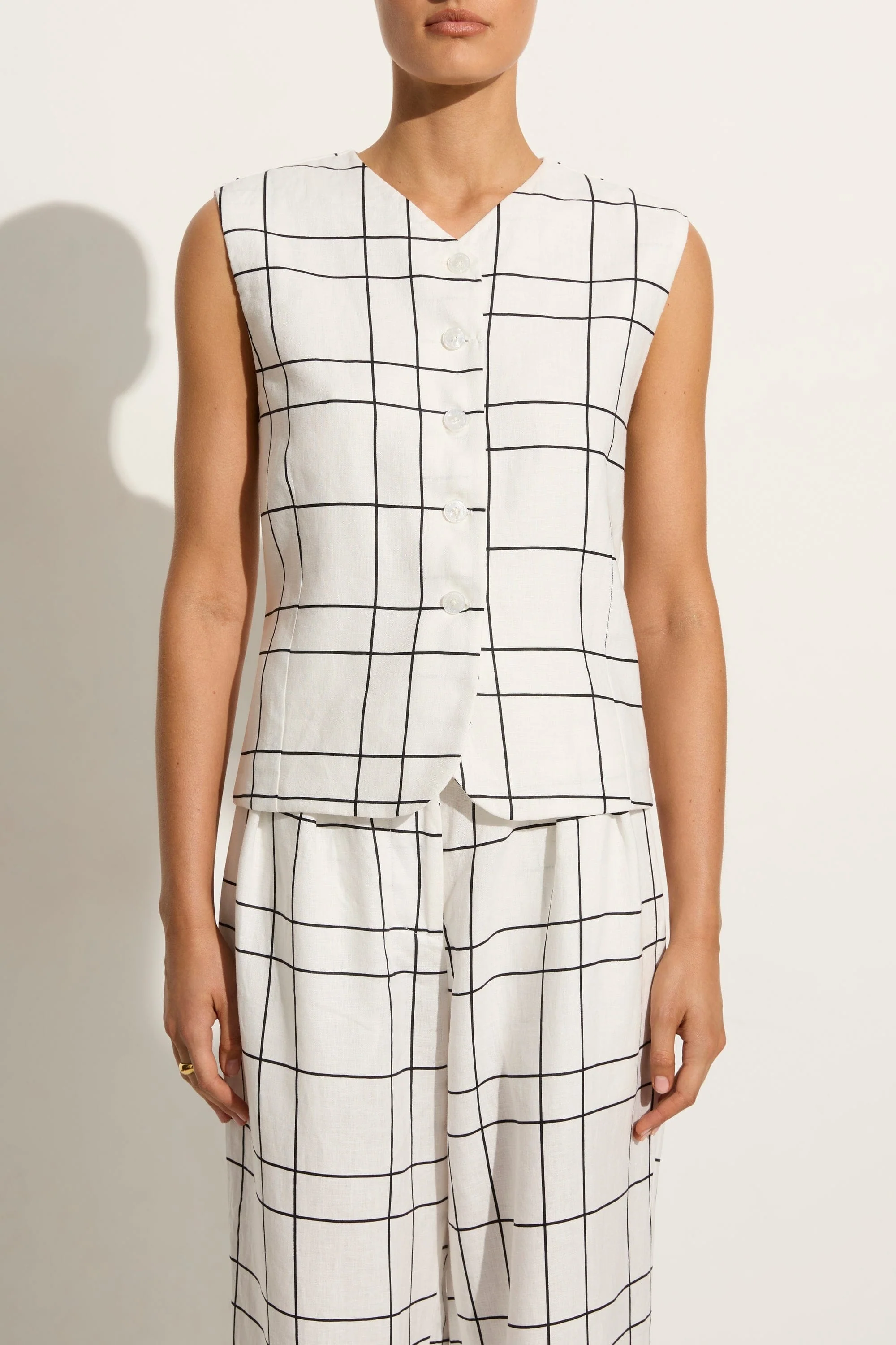Faithfull - Genio Vest Letizia Check White - Final Sale