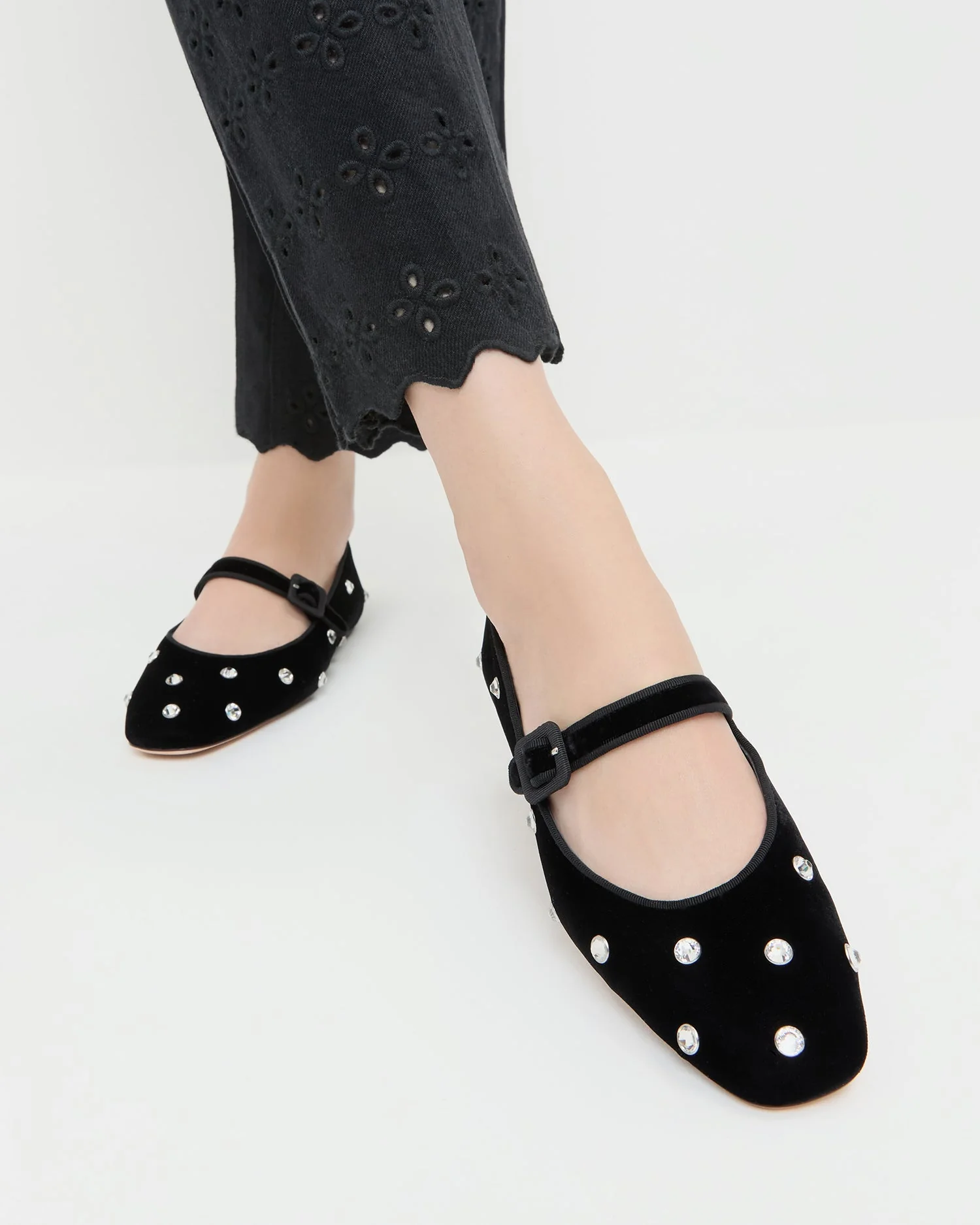 Loeffler Randall - Ginger Black/Crystal Velvet Mary Jane - Image 2