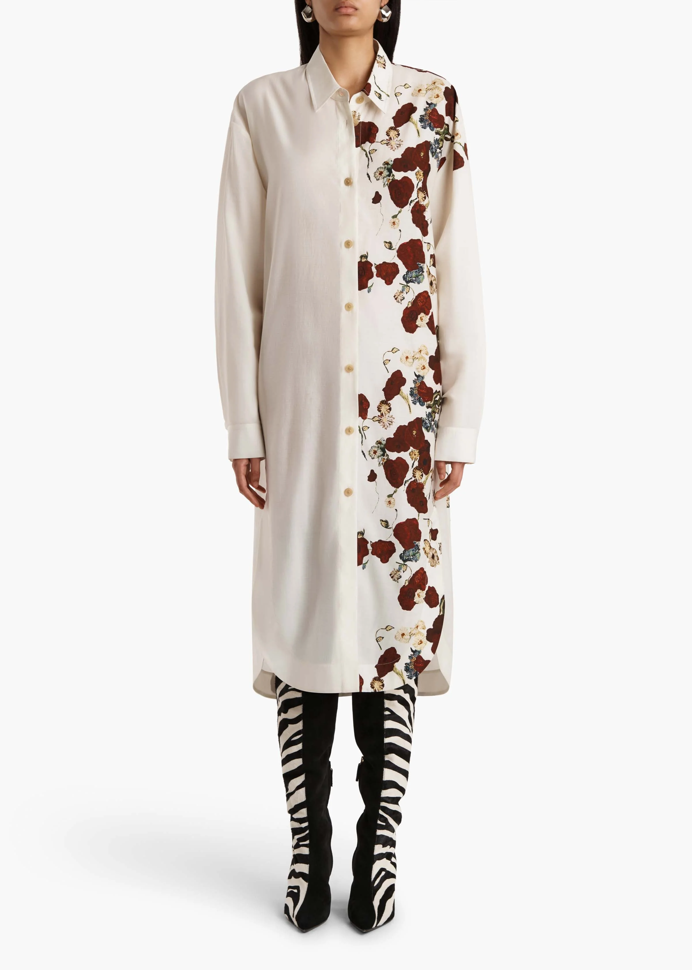 Khaite - Gloria Dress in Cream and Red - Image 3