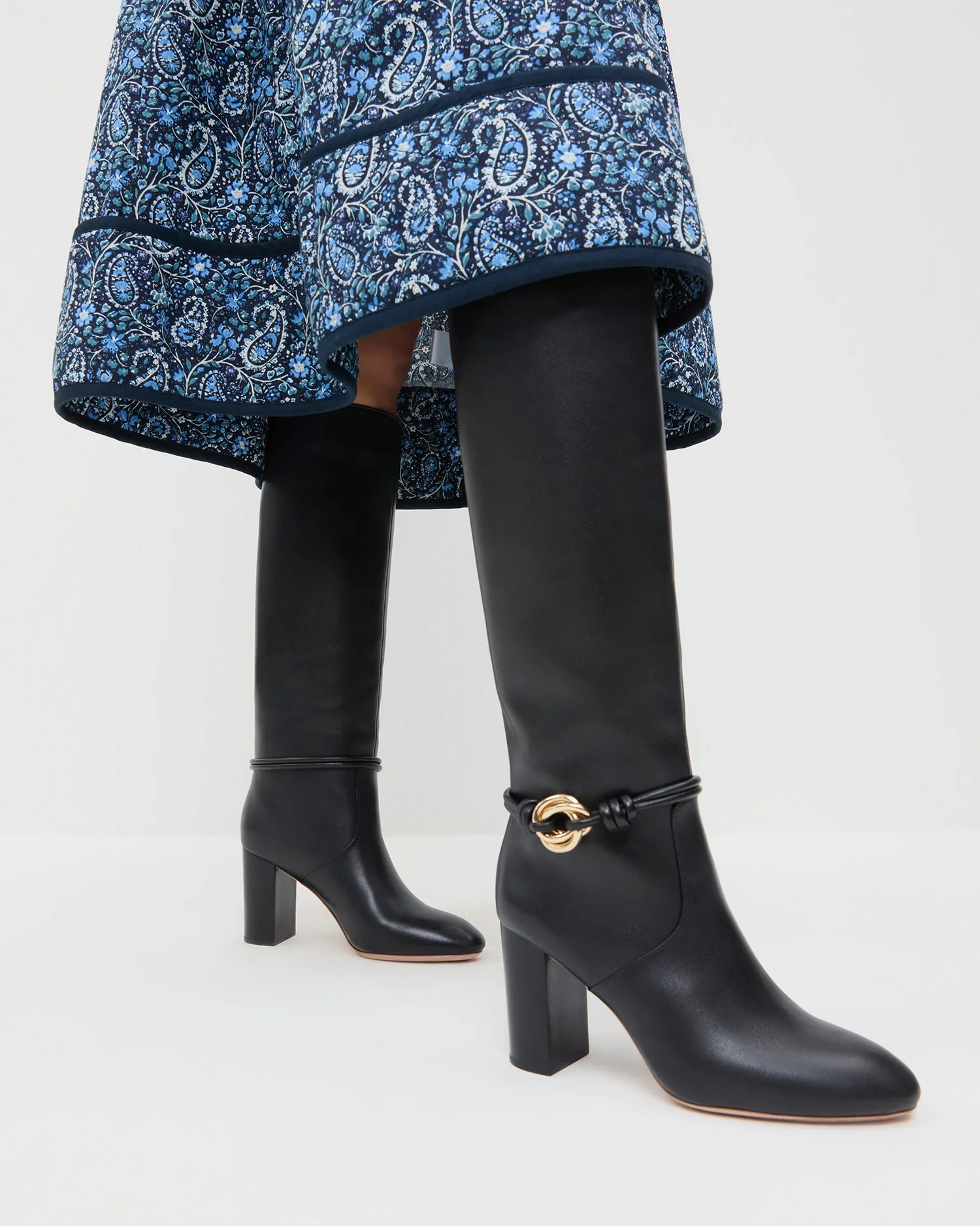 Loeffler Randall - Goldy Black/Gold Leather Tall Boot - Image 2