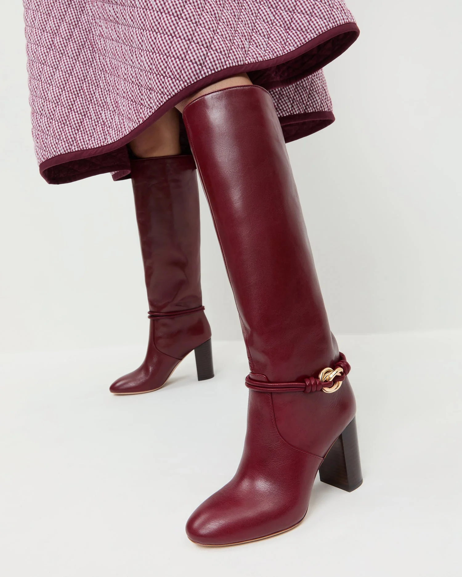 Loeffler Randall - Goldy Wine/Gold Leather Tall Boot - Image 2