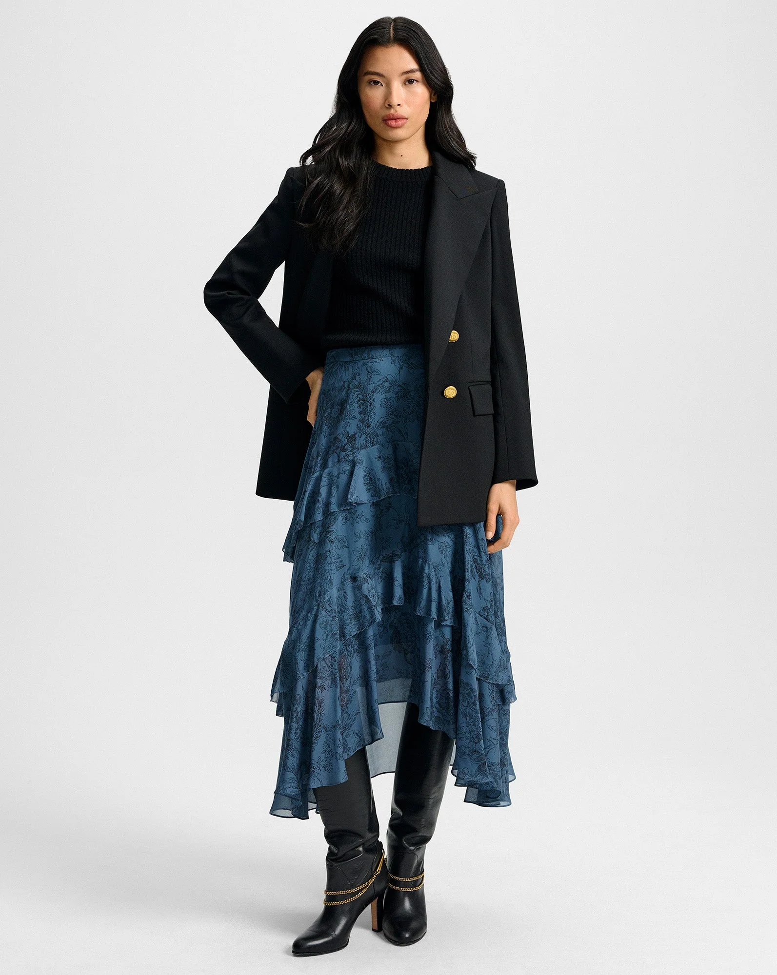 Veronica Beard - Graeme Silk Midi Skirt