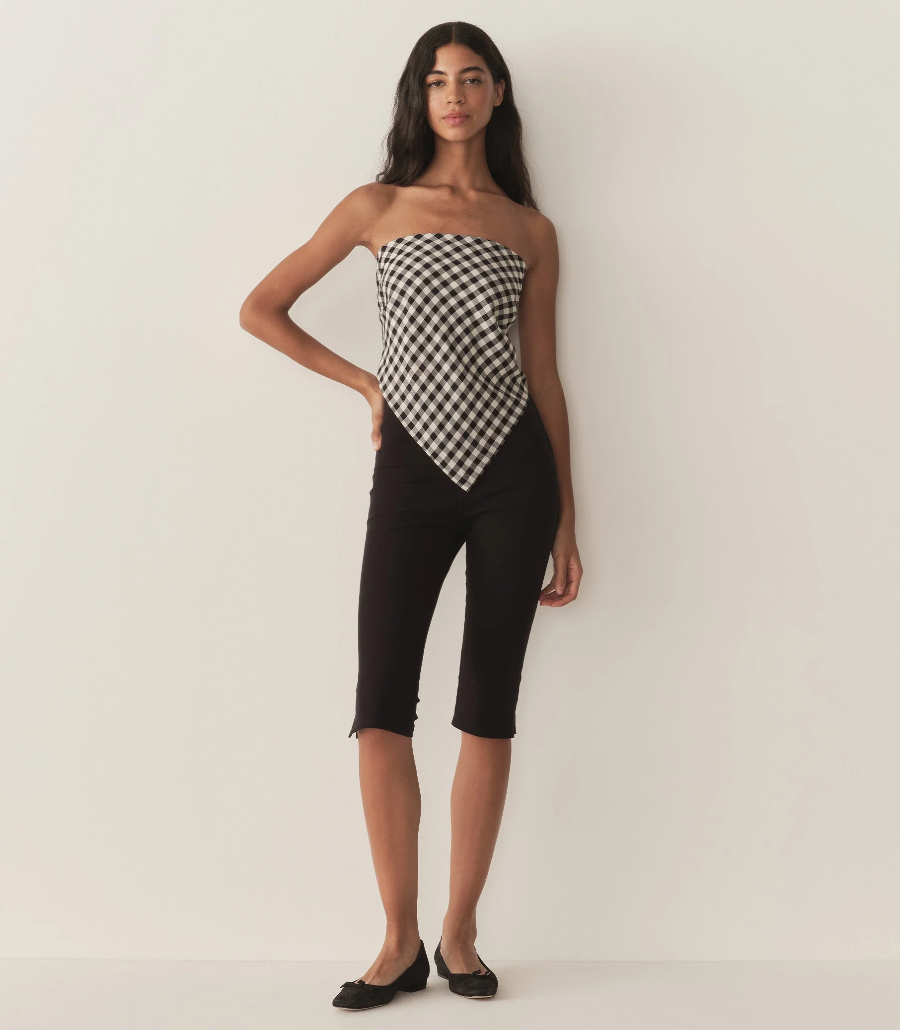 DÔEN - GRANDE PENNY BANDANA -- BLACK MARILYN GINGHAM - Image 3