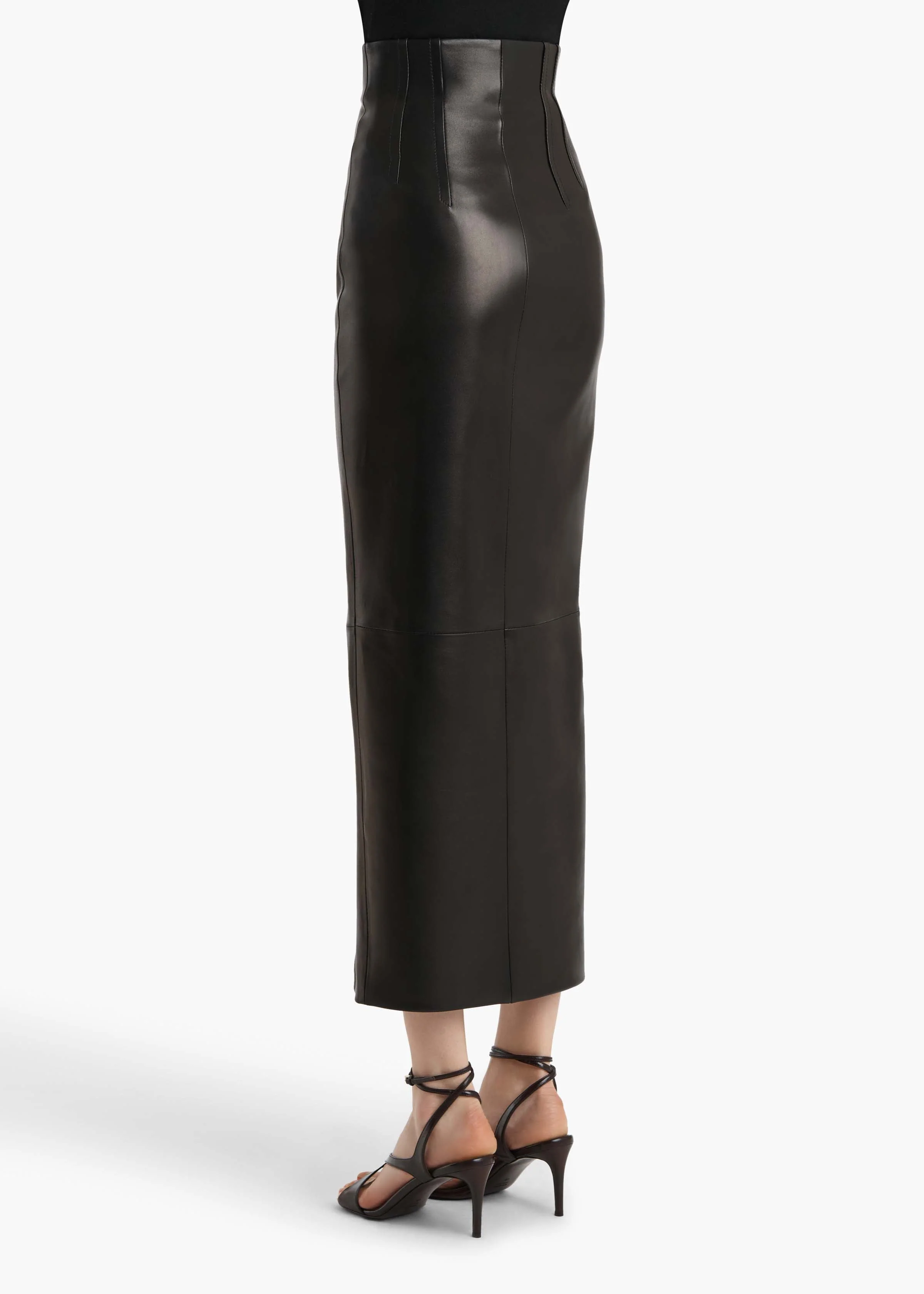 Khaite - Gres Skirt in Black Leather - Image 4