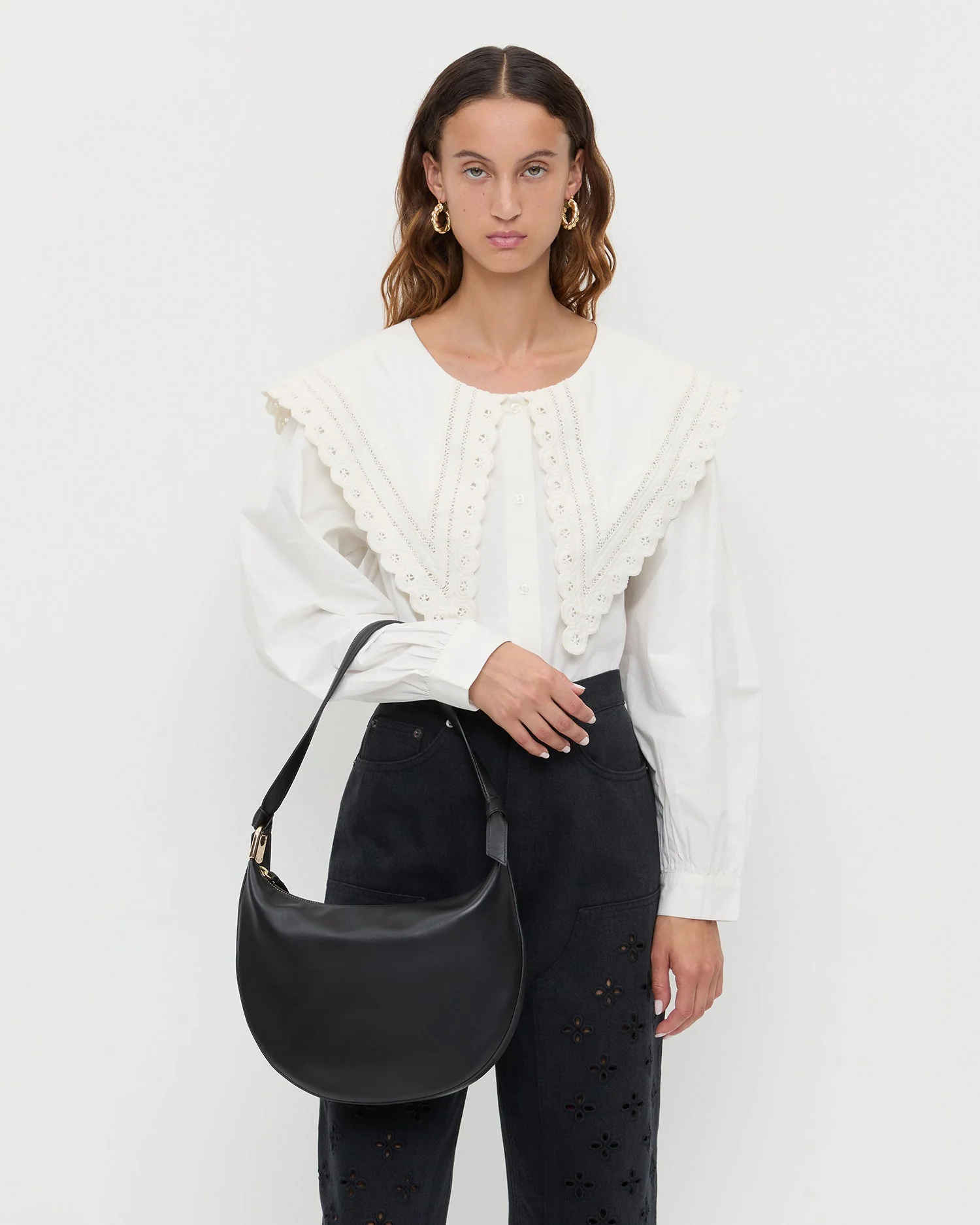 Loeffler Randall - Harlow Black Leather Shoulder Bag - Image 5