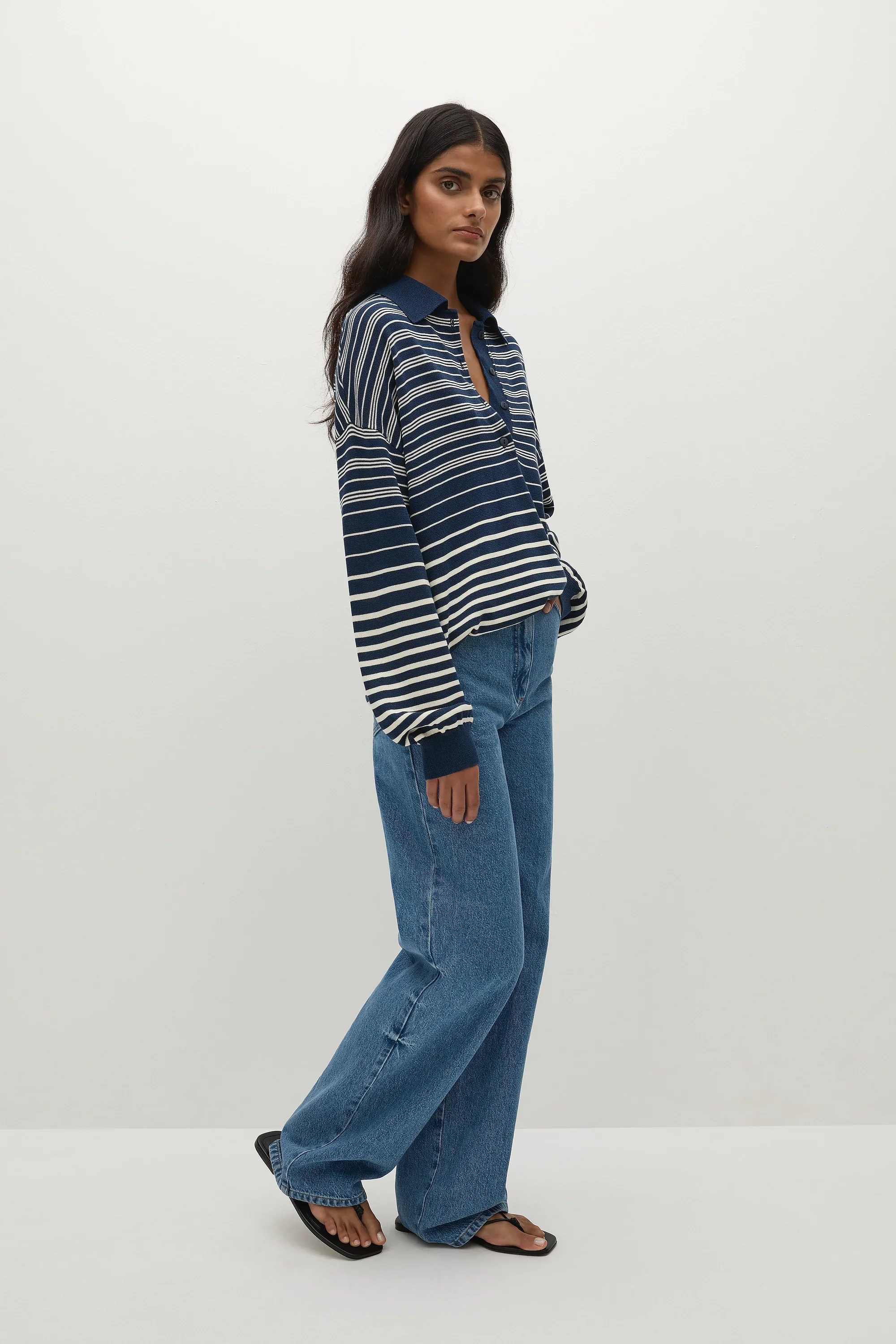 Faithfull - Harlow Polo Scandi Stripe Navy Cream - Final Sale - Image 4