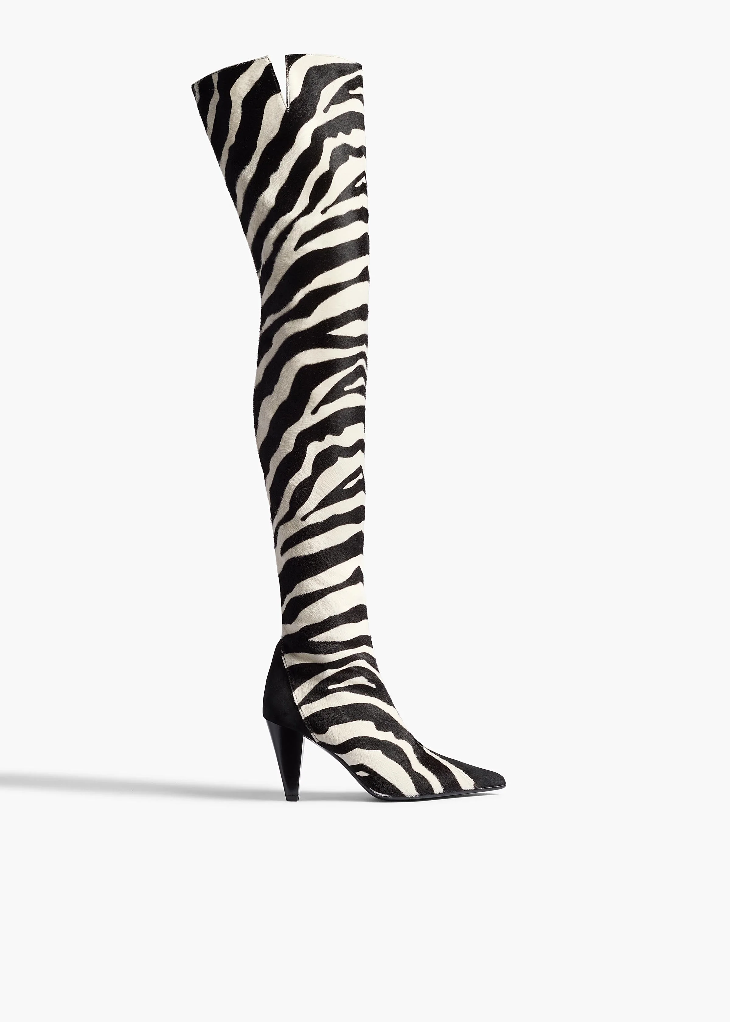 Khaite - Harvey Over - the - Knee High Boot in Zebra Print Haircalf and Black Suede - Image 7