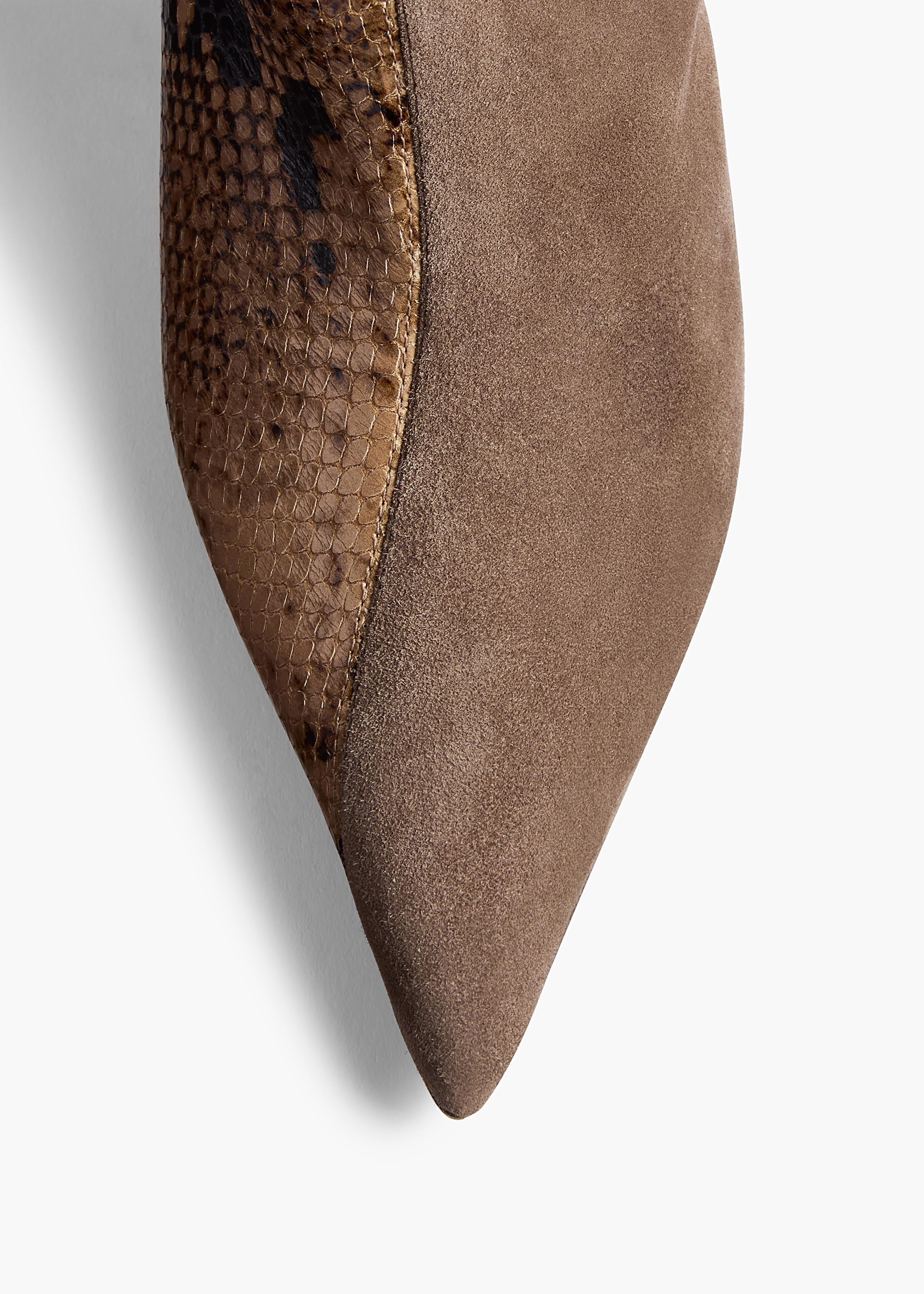 Khaite - Harvey Over - the - Knee High Boot in Morning Dove Suede and Taupe Python - Embossed Leather - Image 10