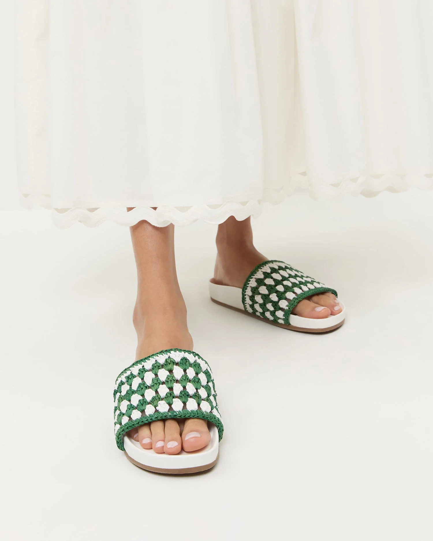 Loeffler Randall - Henri Green/White Crochet Raffia Sandal - Image 2