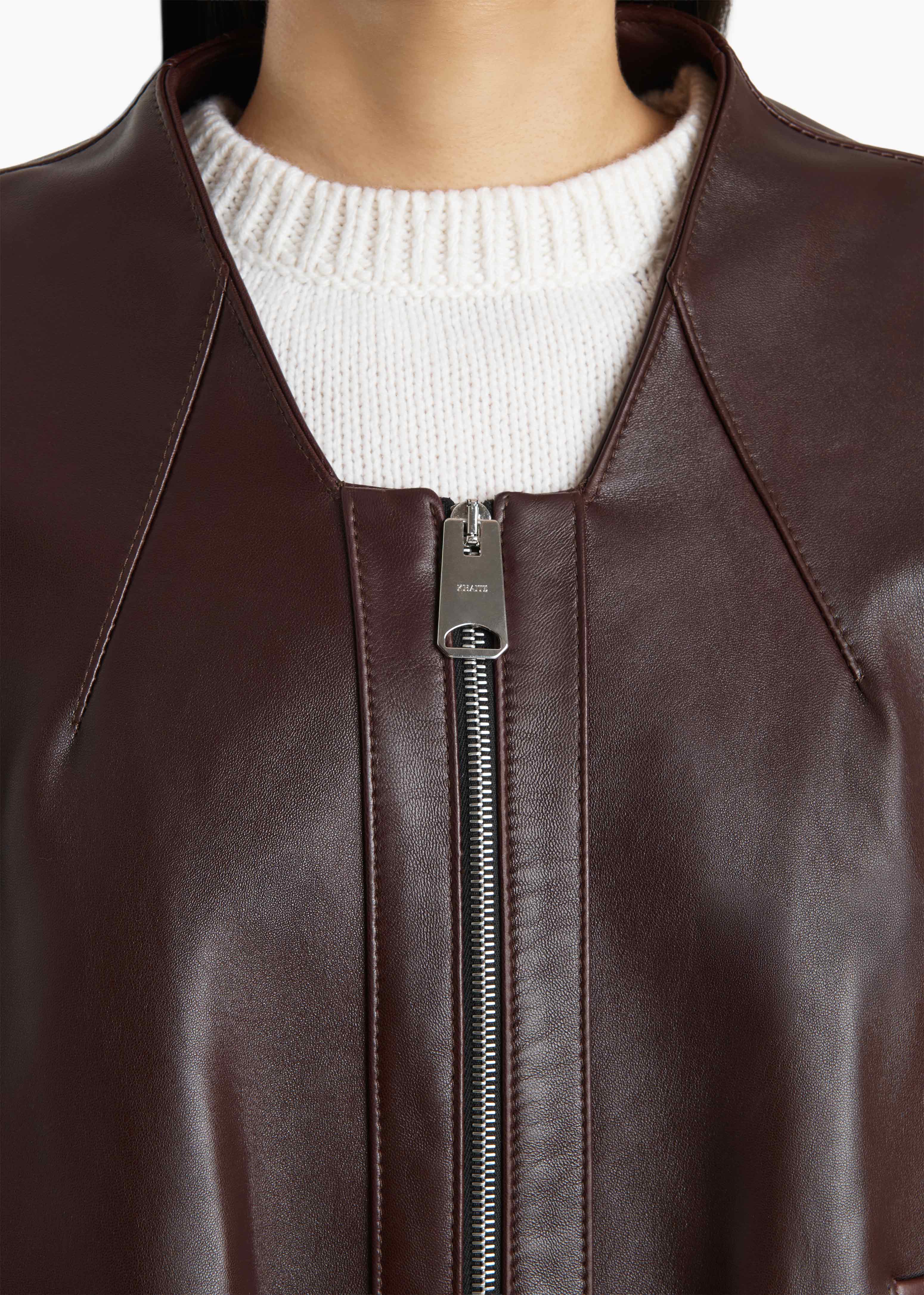 Khaite - Hewit Jacket in Bordeaux Leather - Image 7