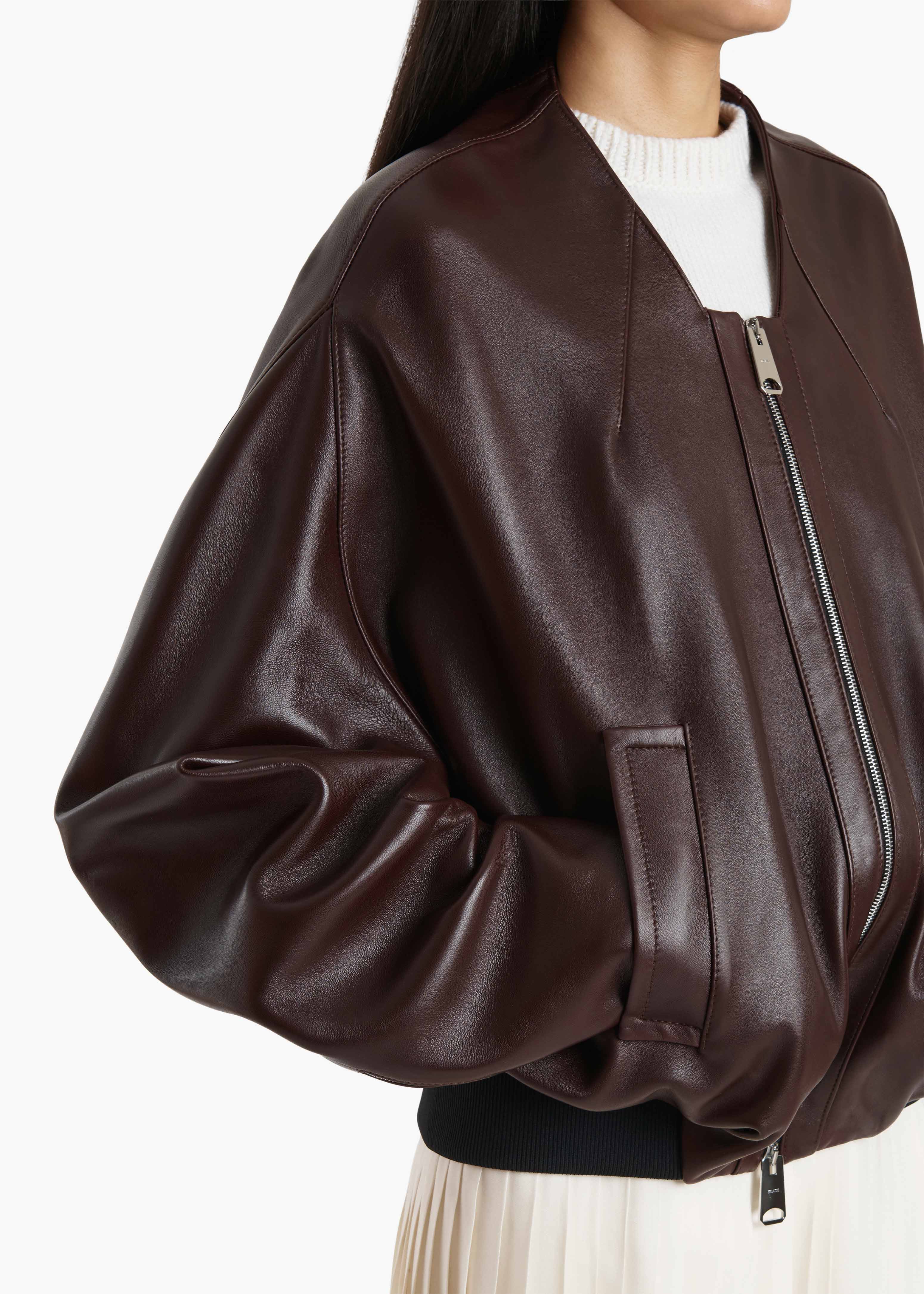 Khaite - Hewit Jacket in Bordeaux Leather - Image 8