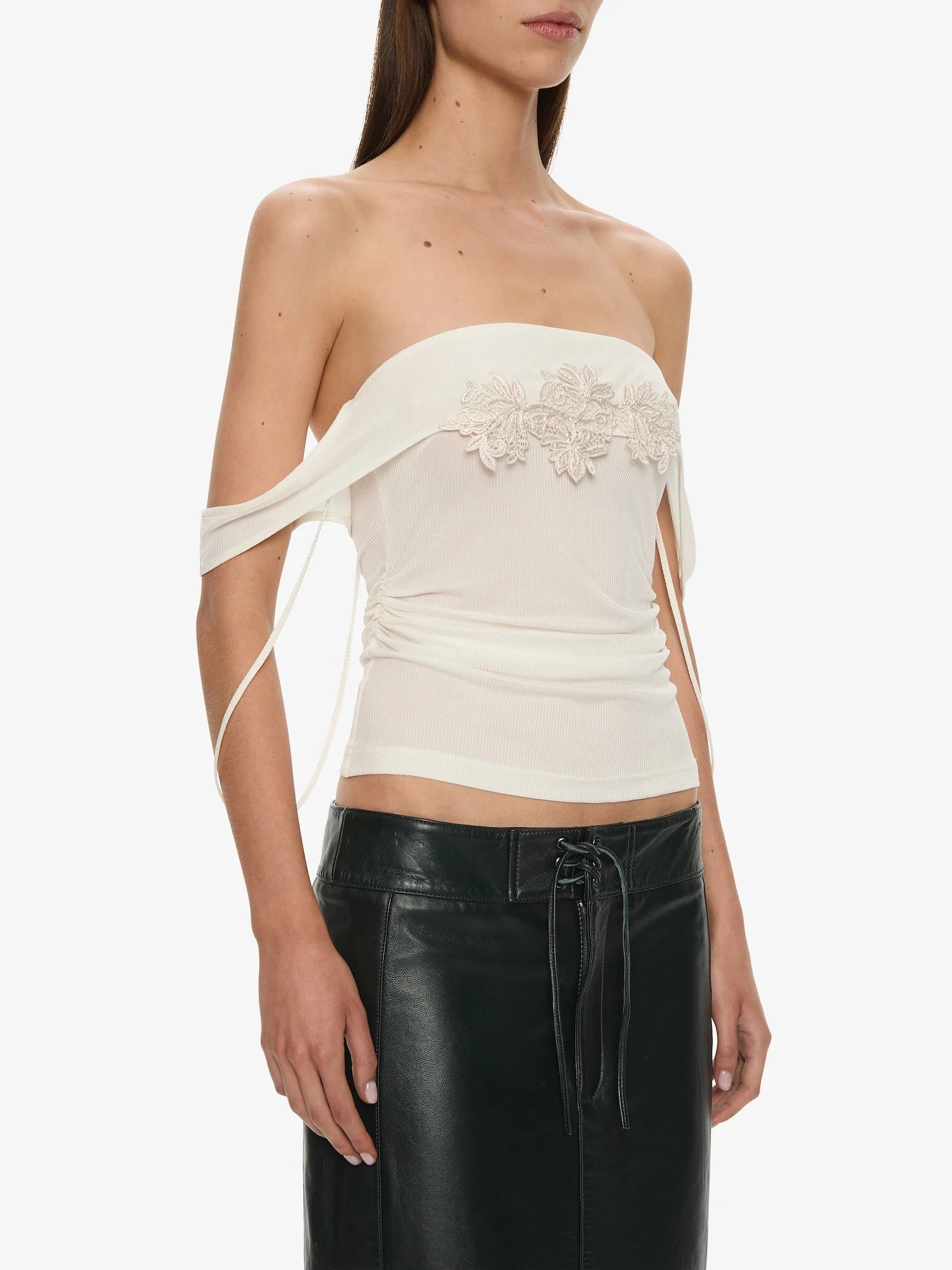 Christopher Esber - Hibiscus Embroidered Rib Foldover Cami - Image 3