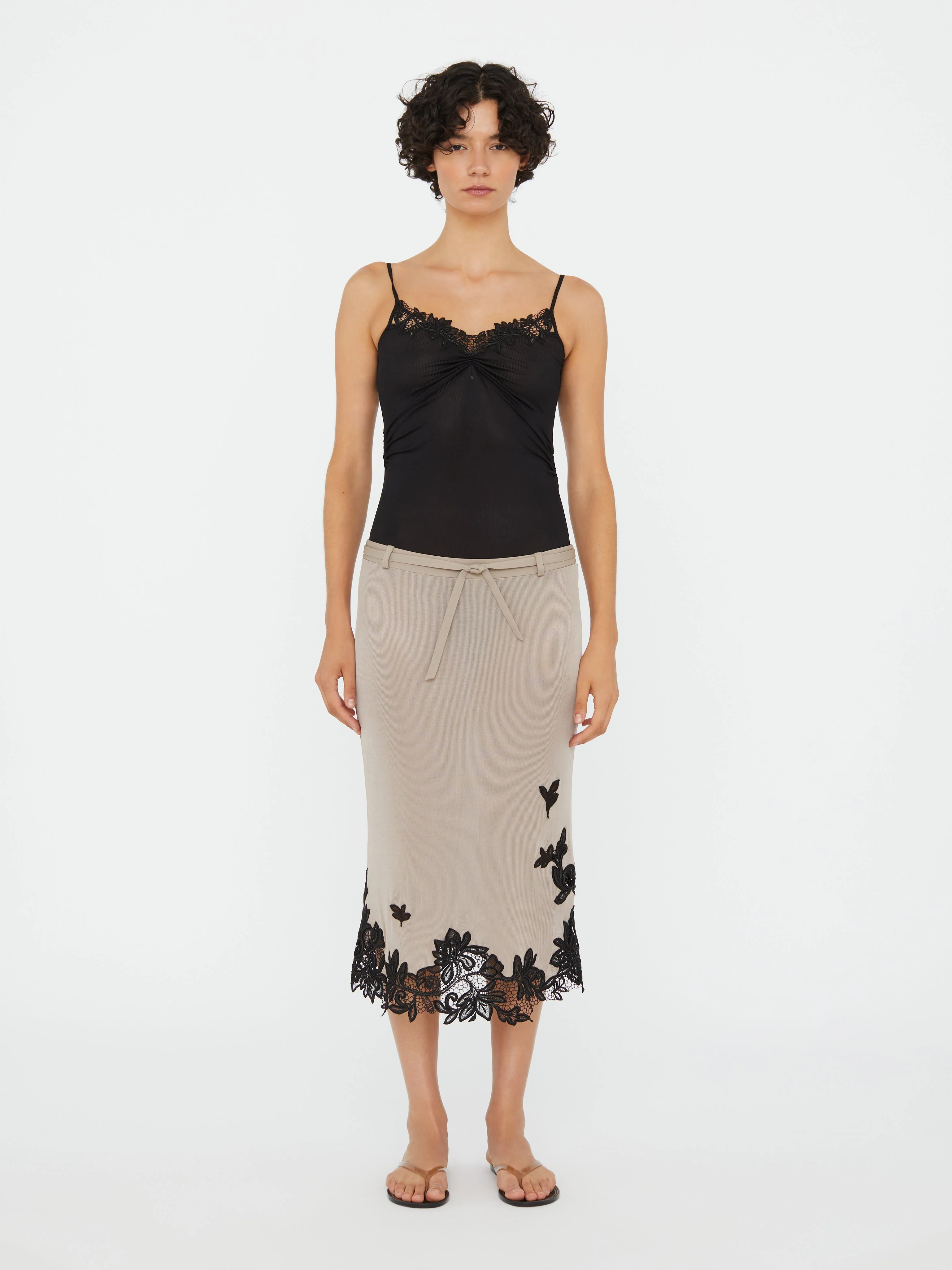 Christopher Esber - Hibiscus Embroidered Rib Skirt - Image 3