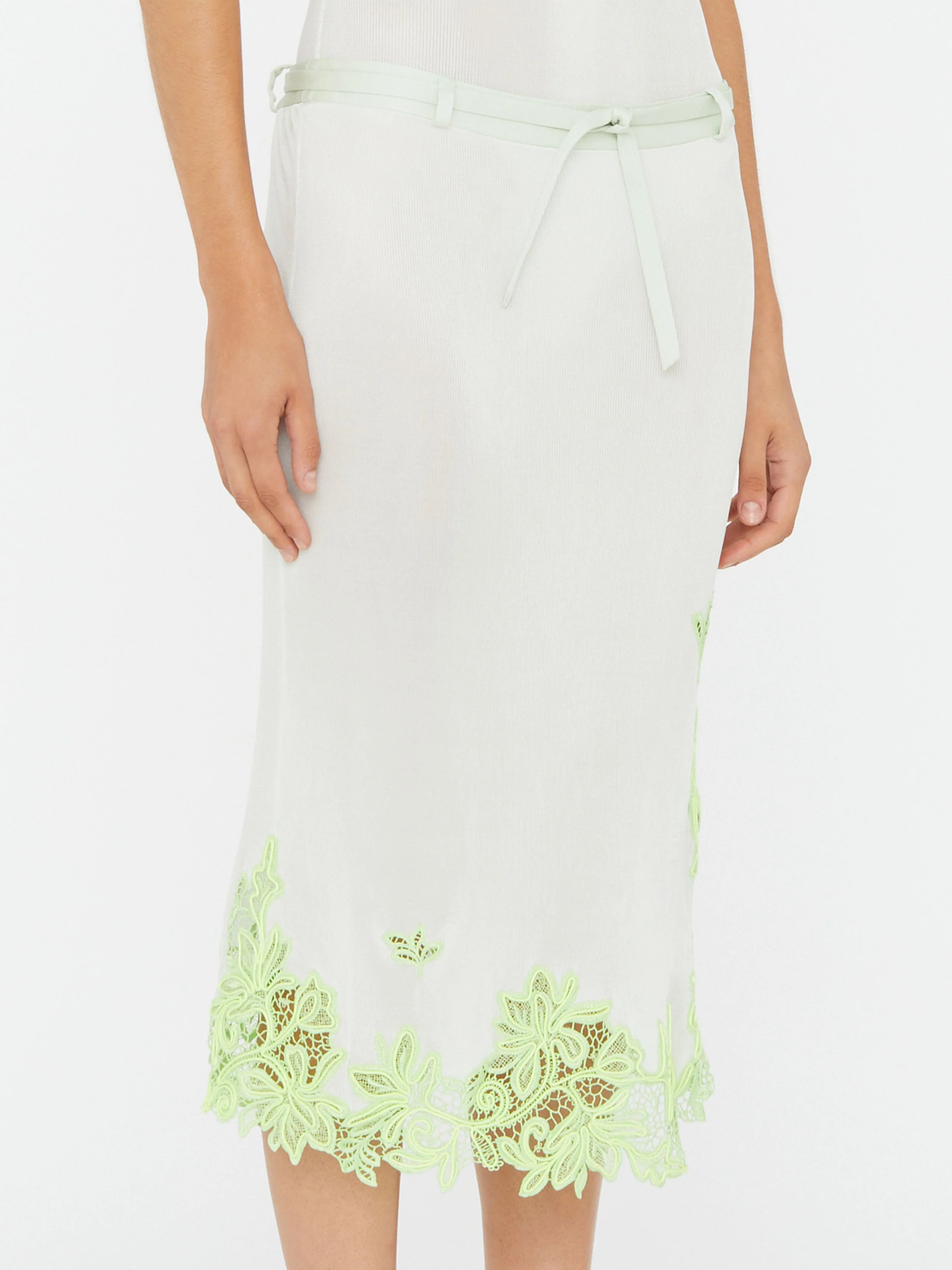 Christopher Esber - Hibiscus Embroidered Rib Skirt - Image 2
