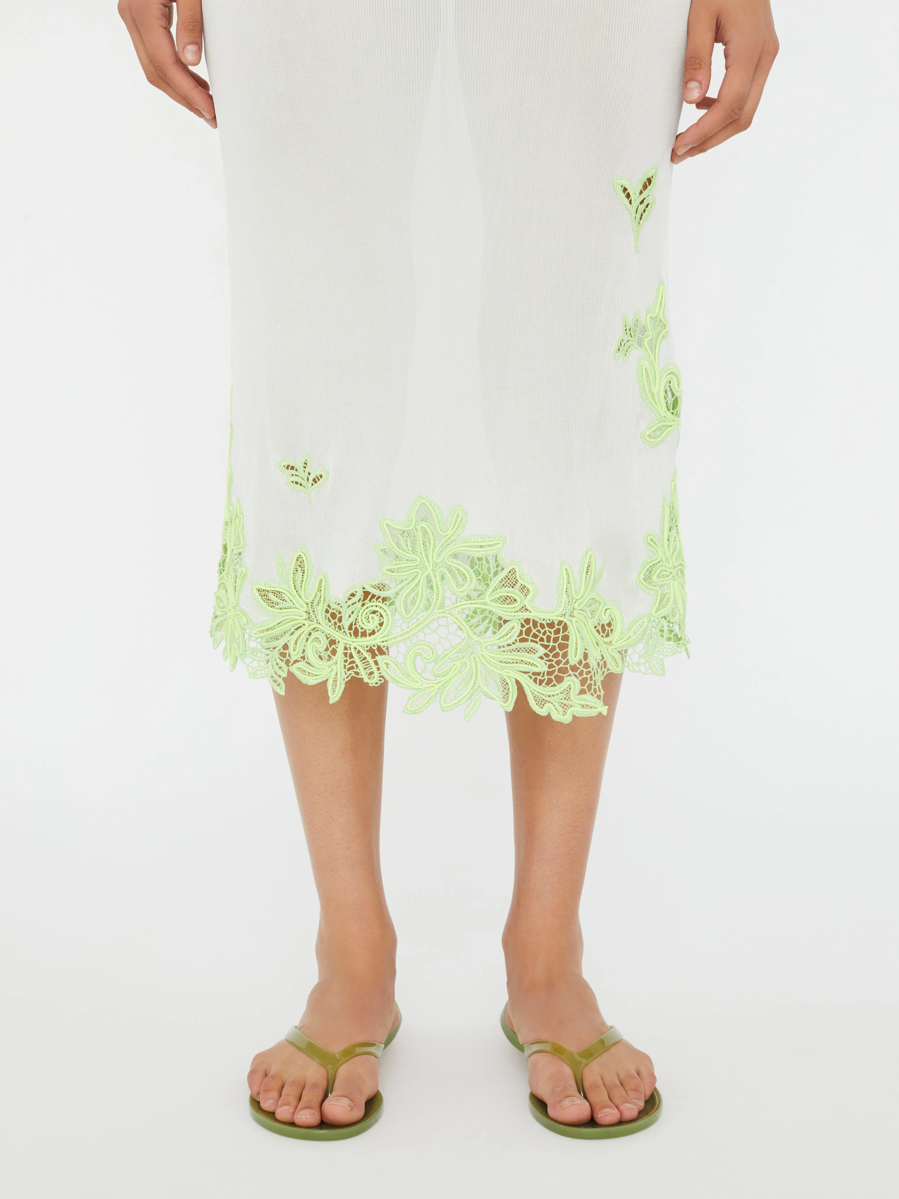 Christopher Esber - Hibiscus Embroidered Rib Skirt - Image 4