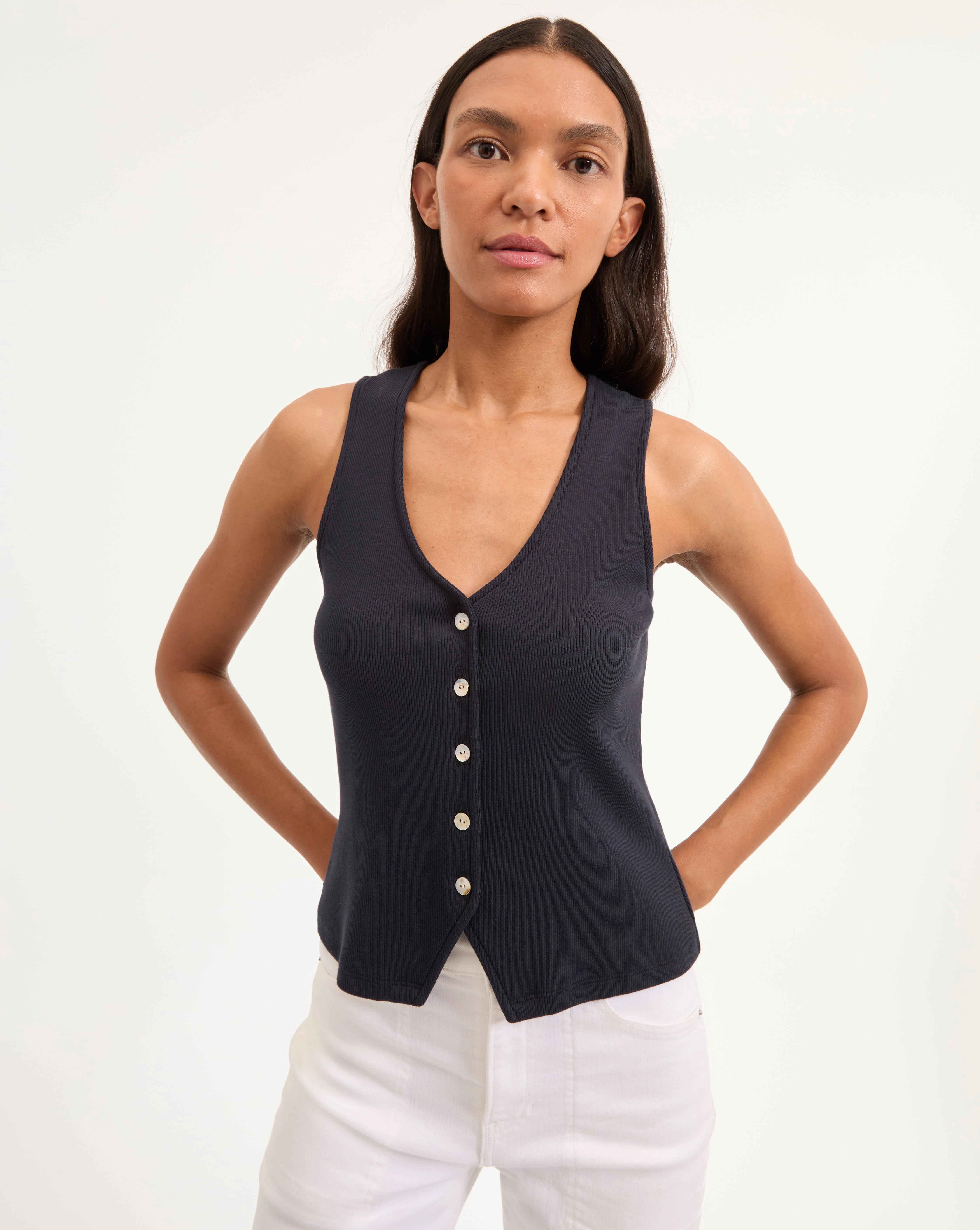 Veronica Beard - Hoorne Button - Down Tank Top