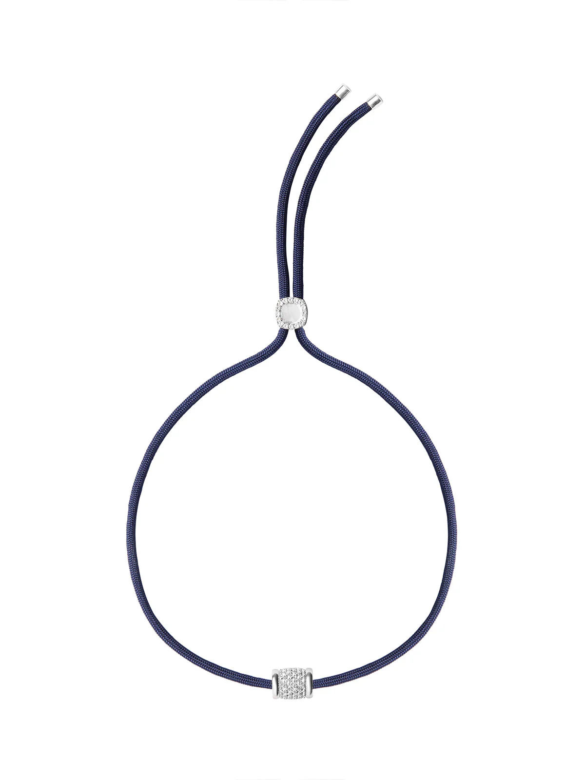Dorsey - YVES LAB WHITE SAPPHIRE PARACORD NECKLACE, MARINE AND SILVER