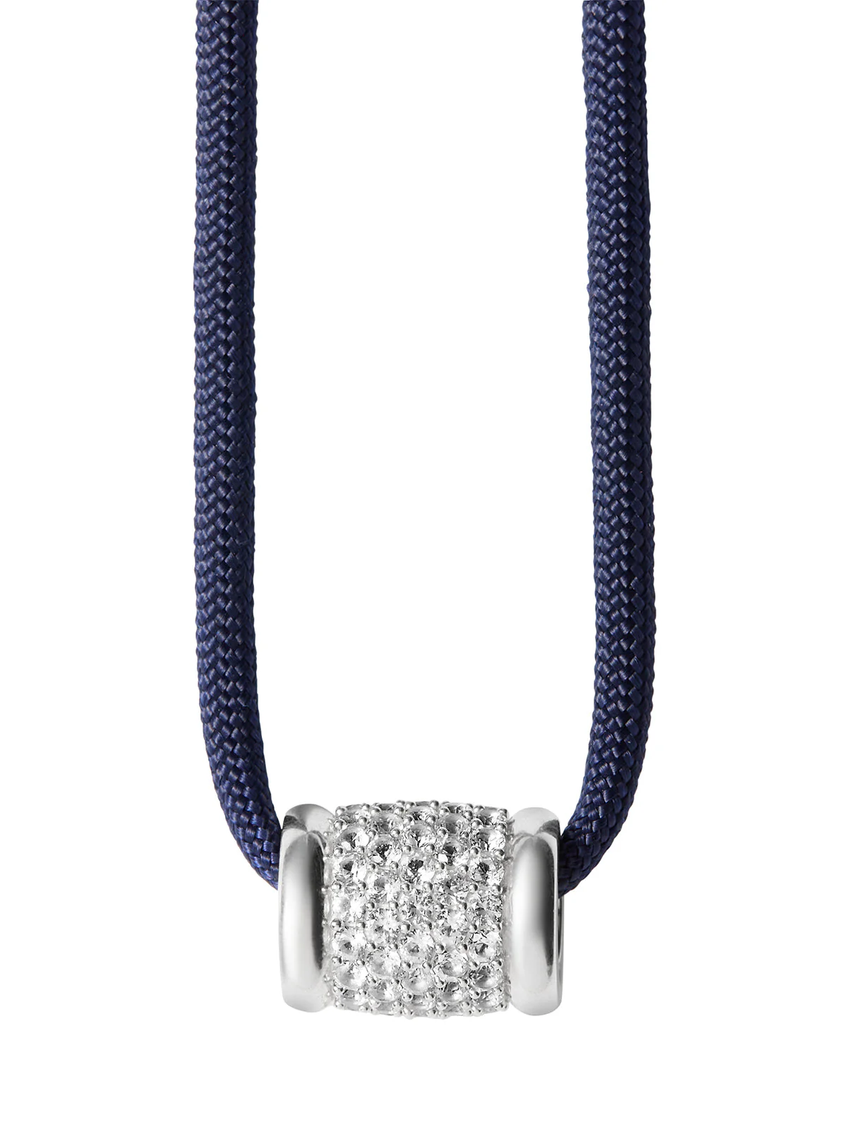 Dorsey - YVES LAB WHITE SAPPHIRE PARACORD NECKLACE, MARINE AND SILVER - Image 2