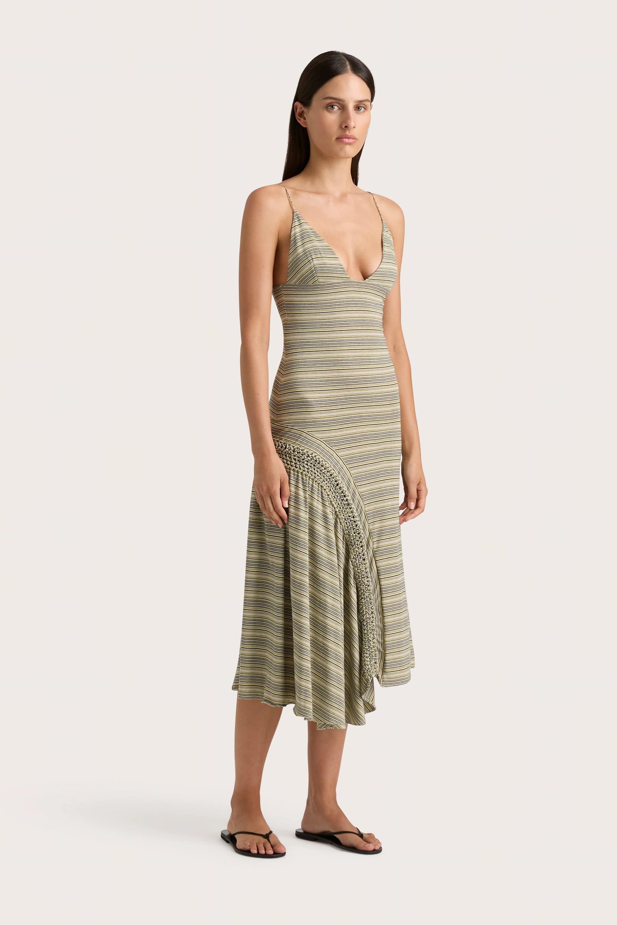 Faithfull - Hyeres Midi Dress Lemon Navy Stripe - Final Sale - Image 3
