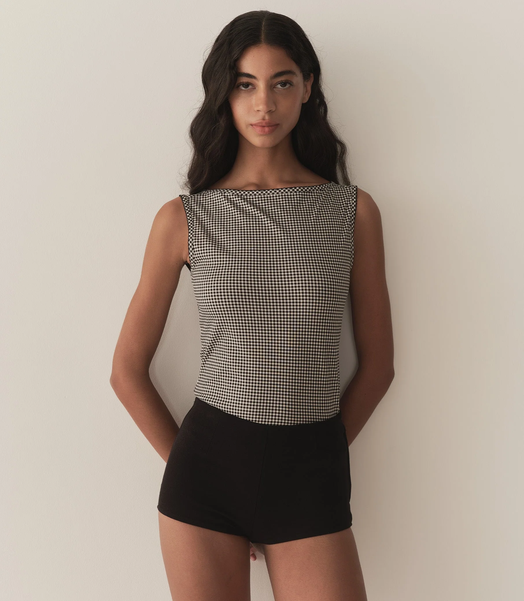 DÔEN - IDA TANK -- NOIR LA MADDALENA GINGHAM