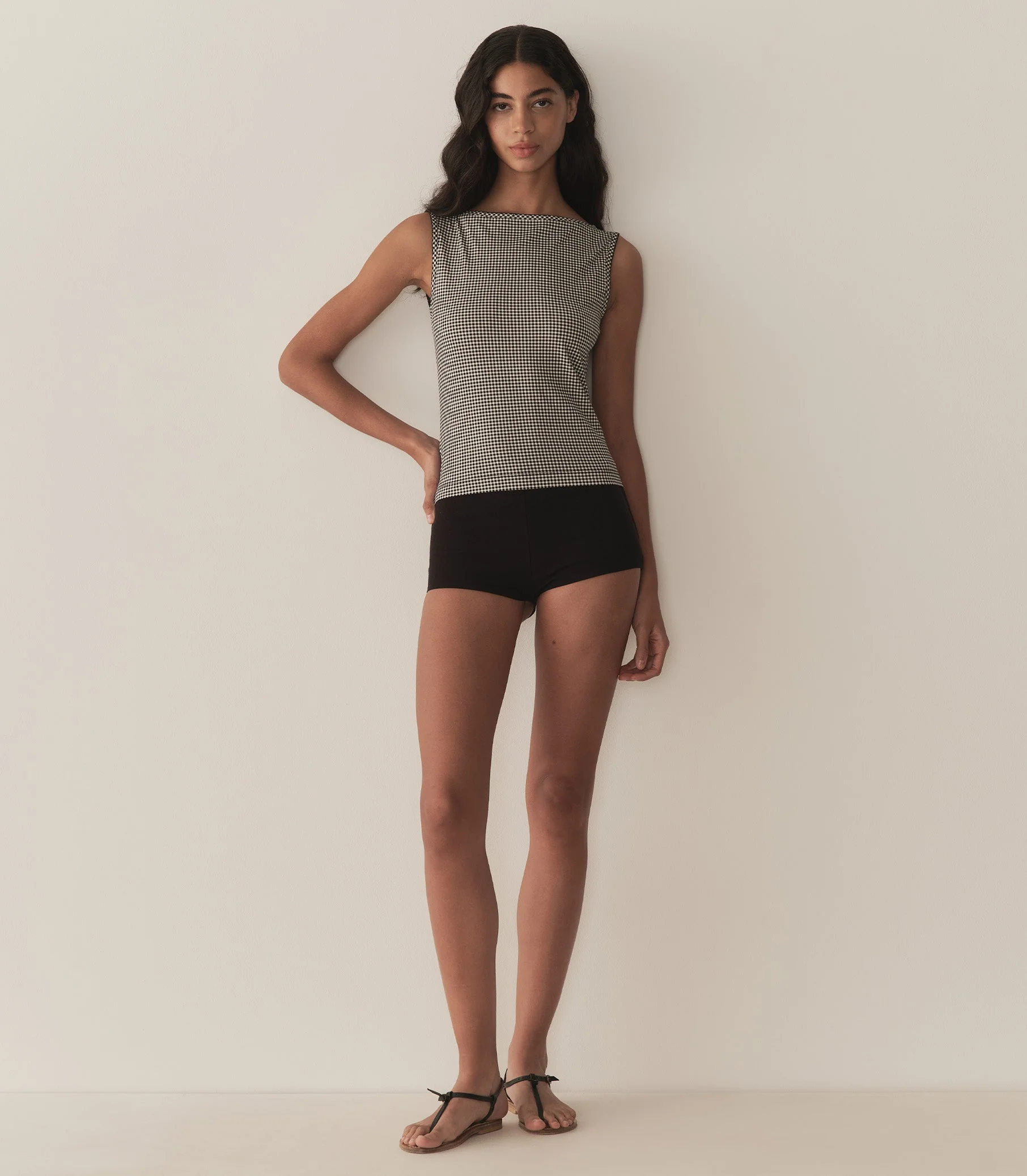 DÔEN - IDA TANK -- NOIR LA MADDALENA GINGHAM - Image 3