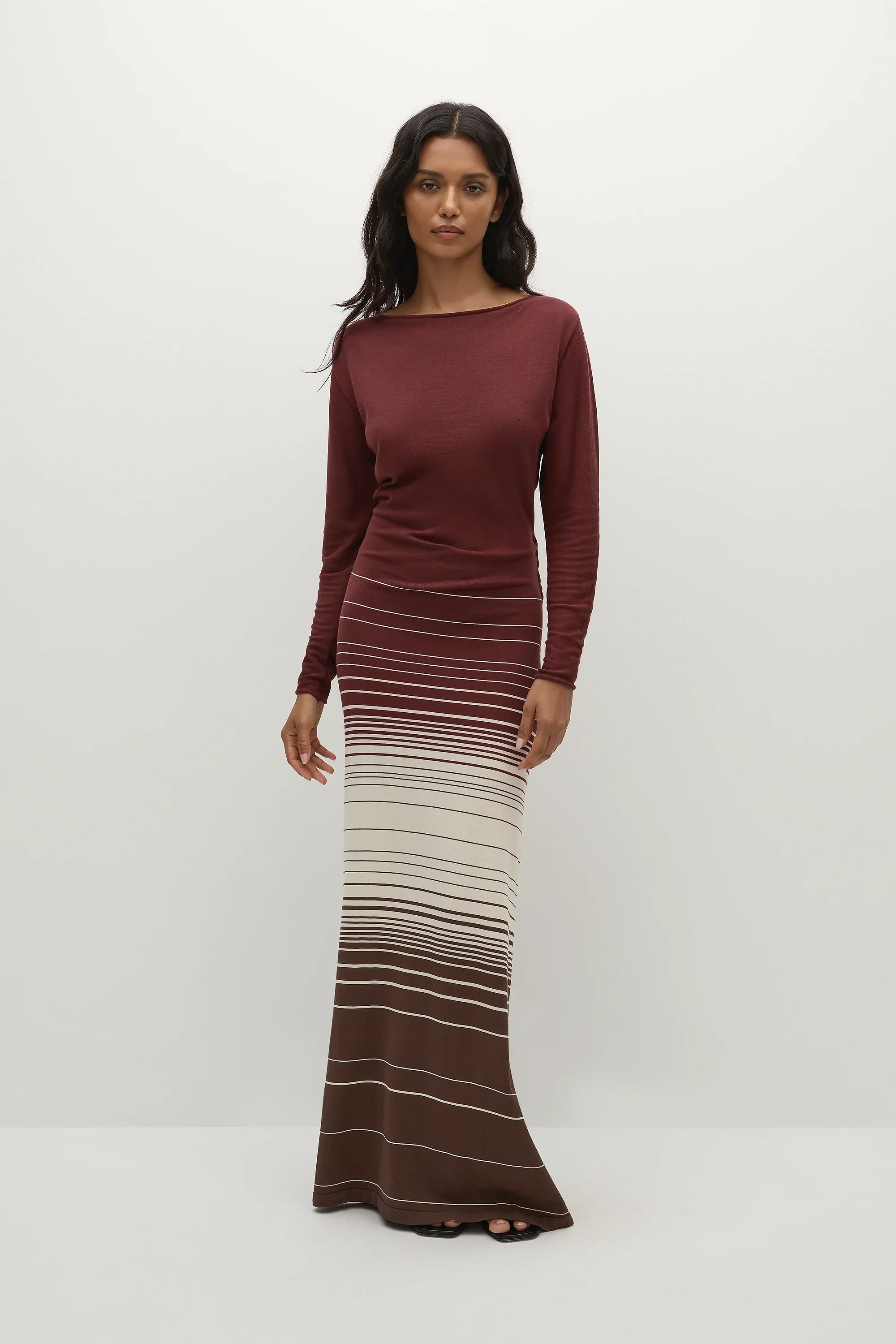 Faithfull - Idun Maxi Dress Accordion Stripe Bordeaux - Final Sale - Image 5