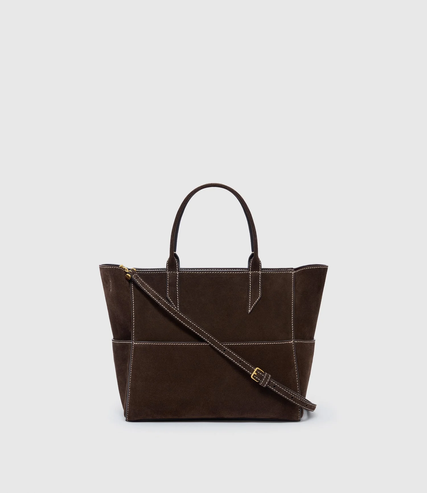 Metier - Incognito Crossbody Suede Chocolate with Salt Stitching