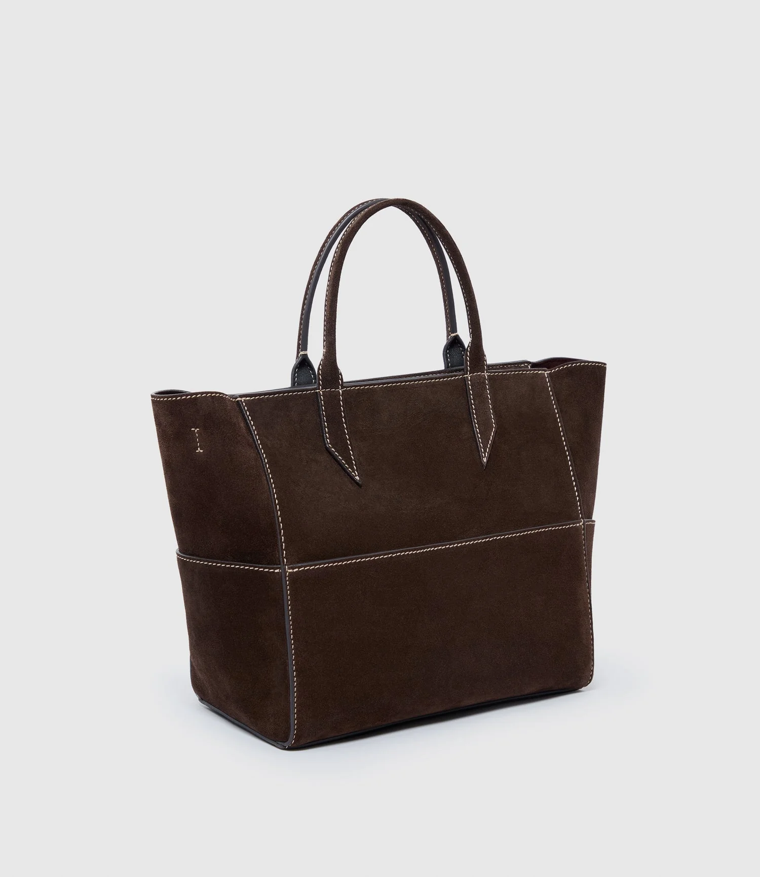 Metier - Incognito Crossbody Suede Chocolate with Salt Stitching - Image 4