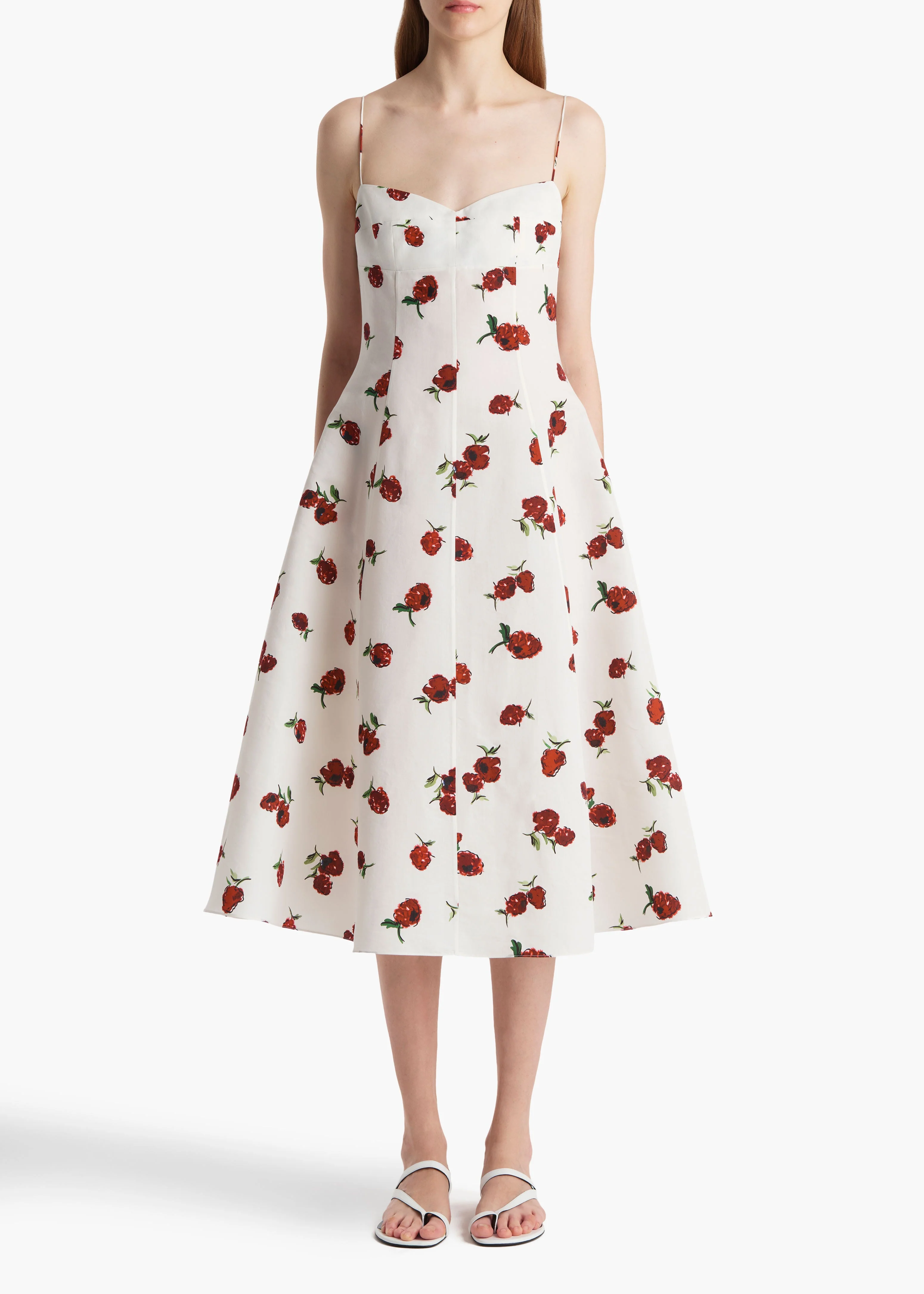 Khaite - Isabella Dress in Cream with Raspberry Print - Image 3