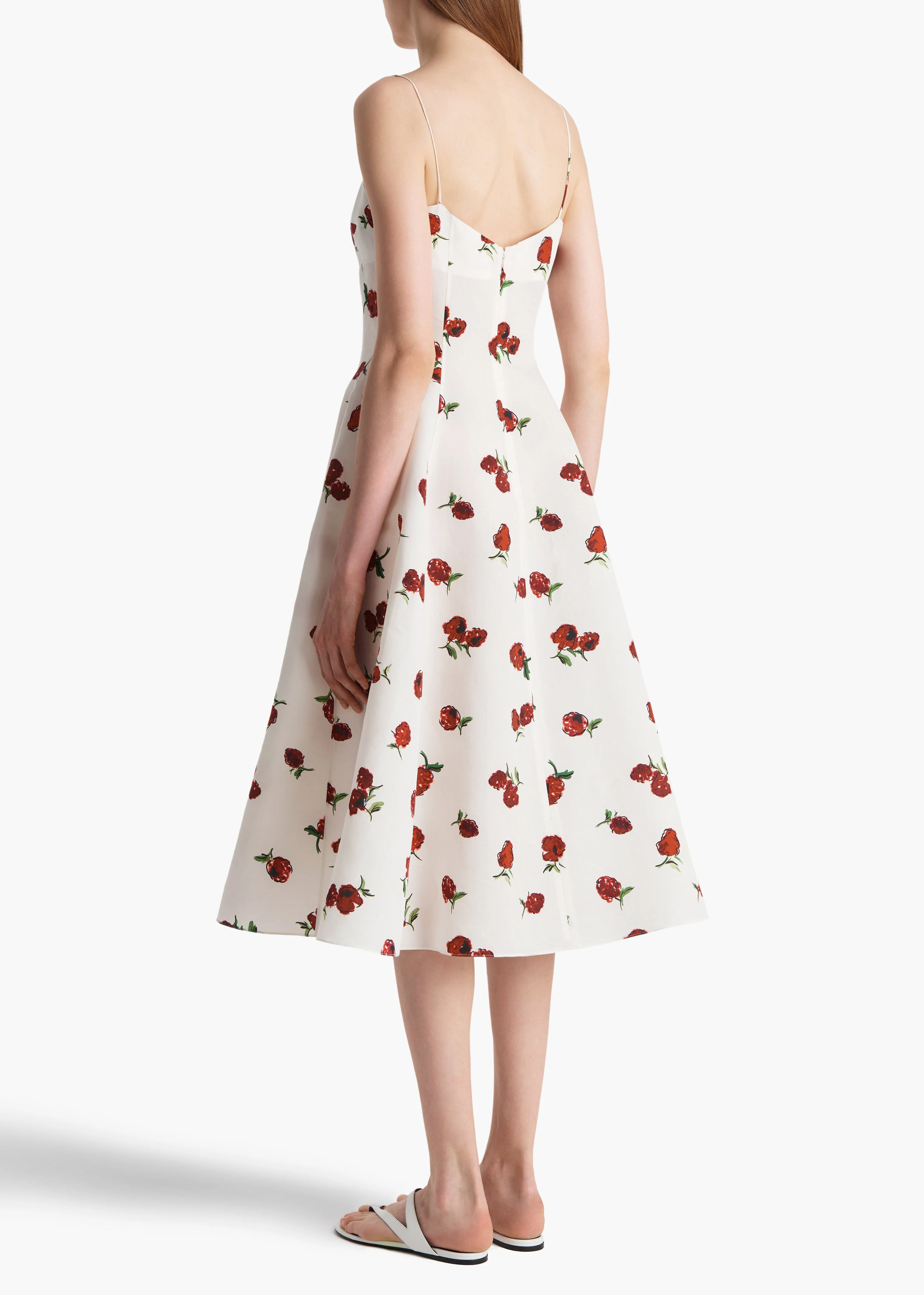 Khaite - Isabella Dress in Cream with Raspberry Print - Image 4