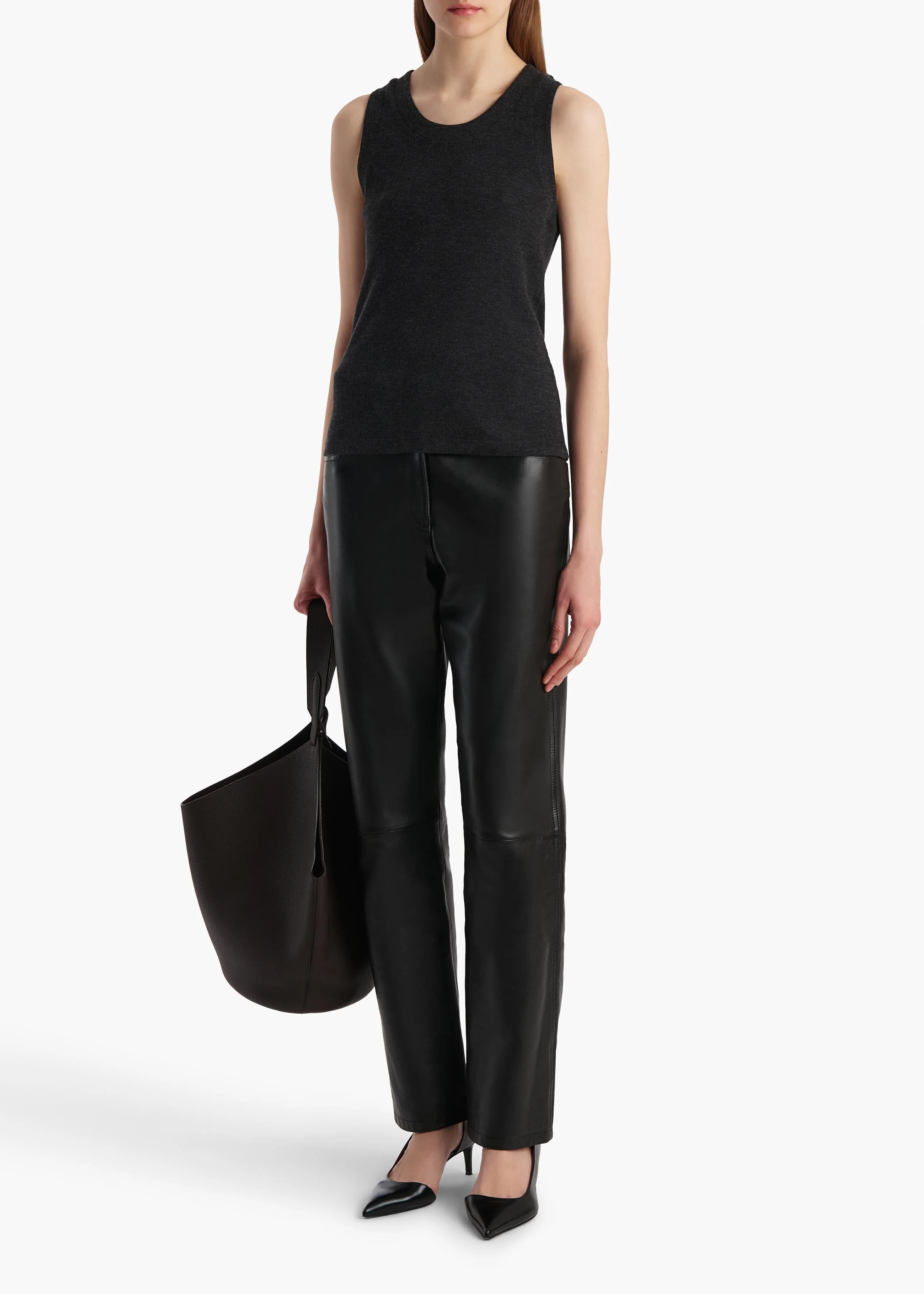 Khaite - Isha Top in Charcoal Silk Cashmere Jersey - Image 9