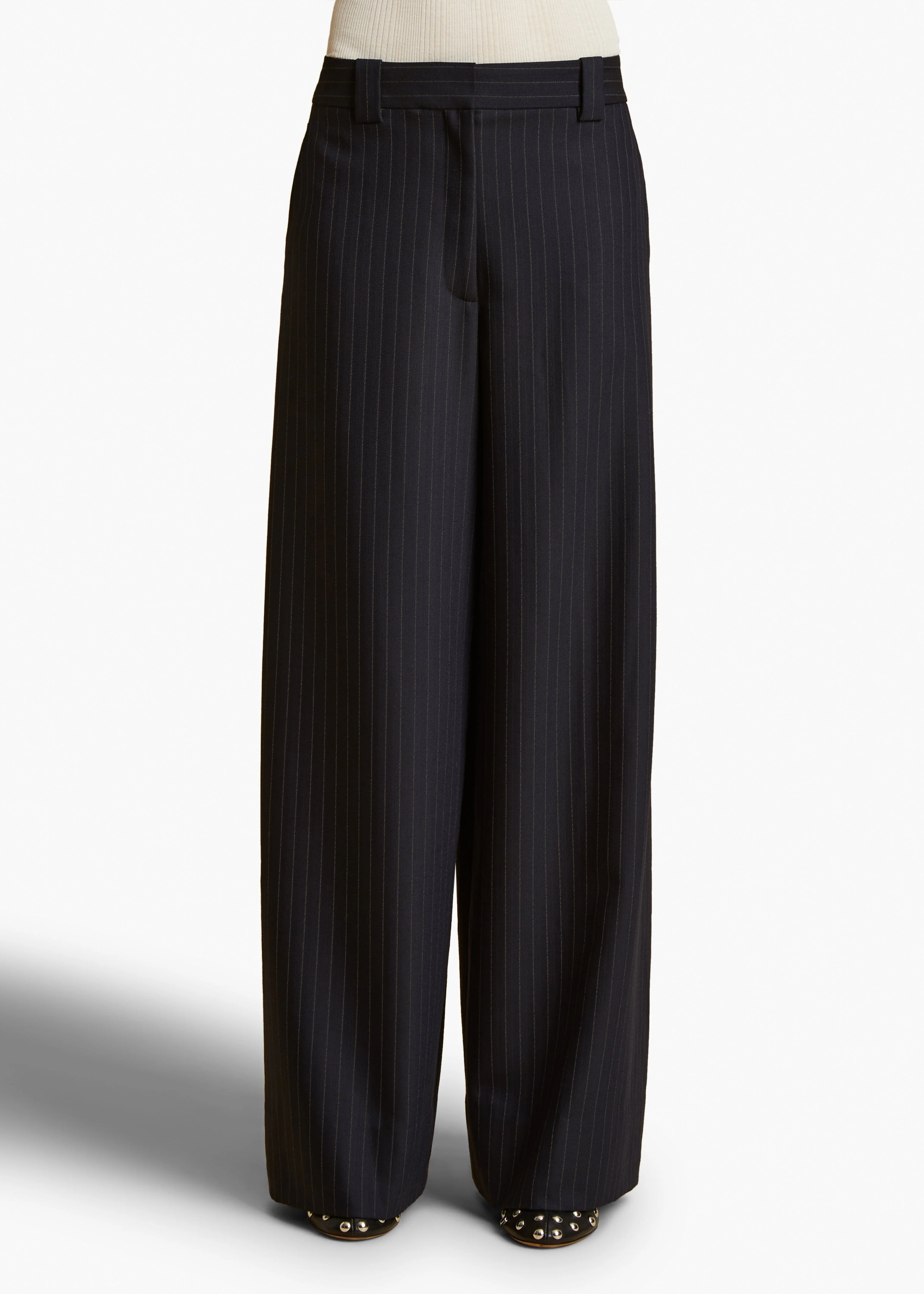 Khaite - Jacob Pant in Navy and White Stripe - Image 10
