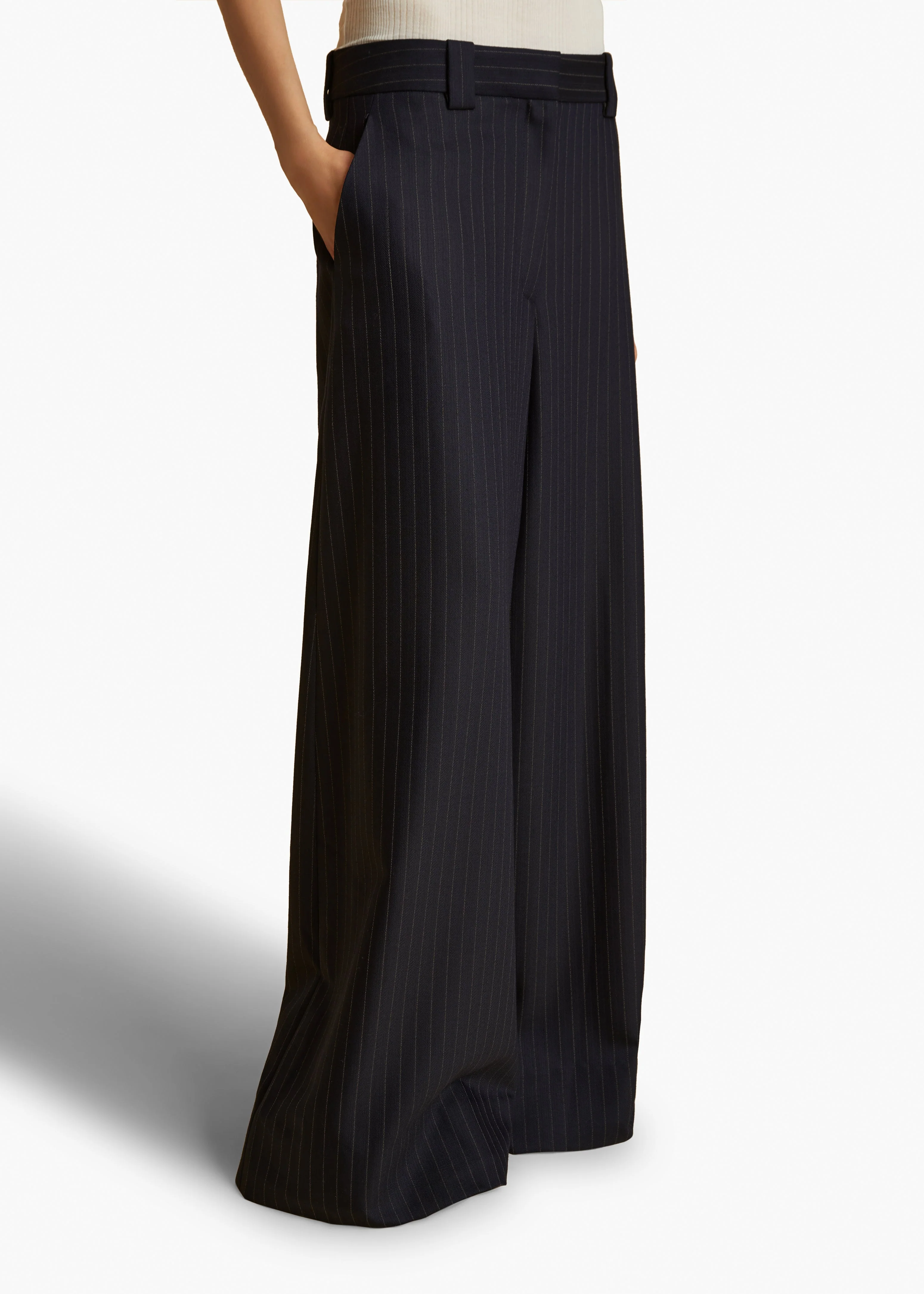 Khaite - Jacob Pant in Navy and White Stripe - Image 12