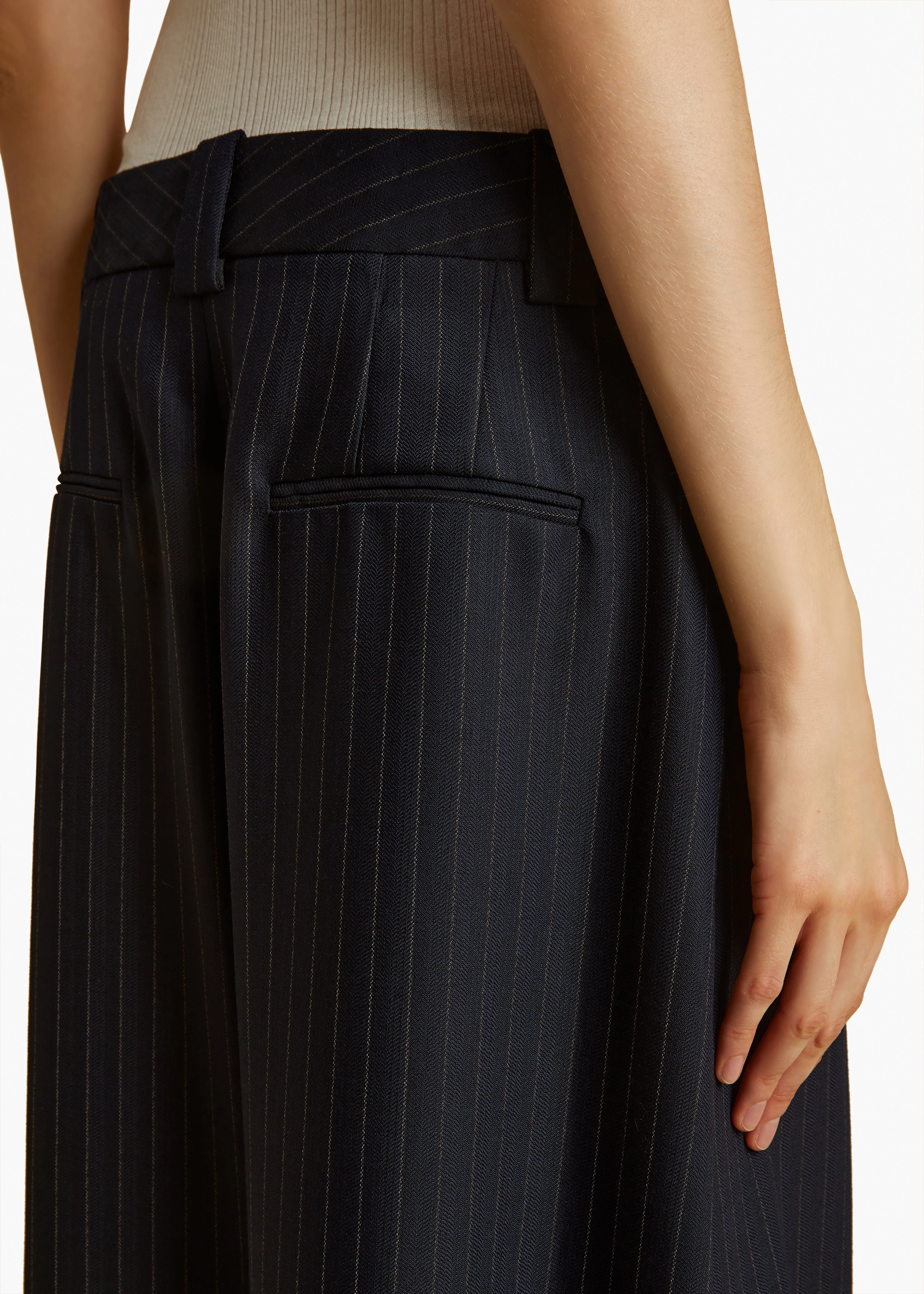 Khaite - Jacob Pant in Navy and White Stripe - Image 13