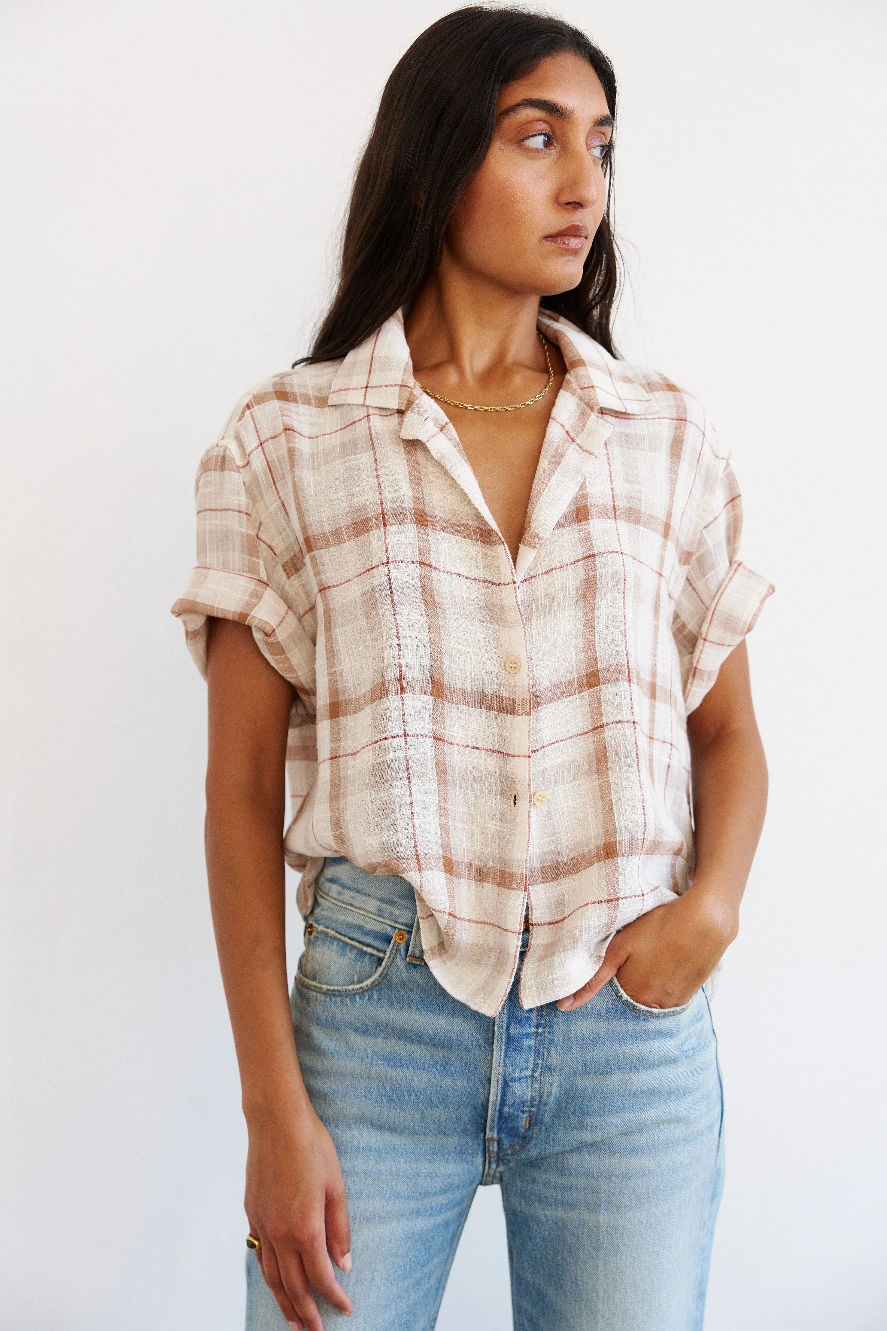 Jamie Haller - The Fields Shirt in Natural Plaid - Image 11