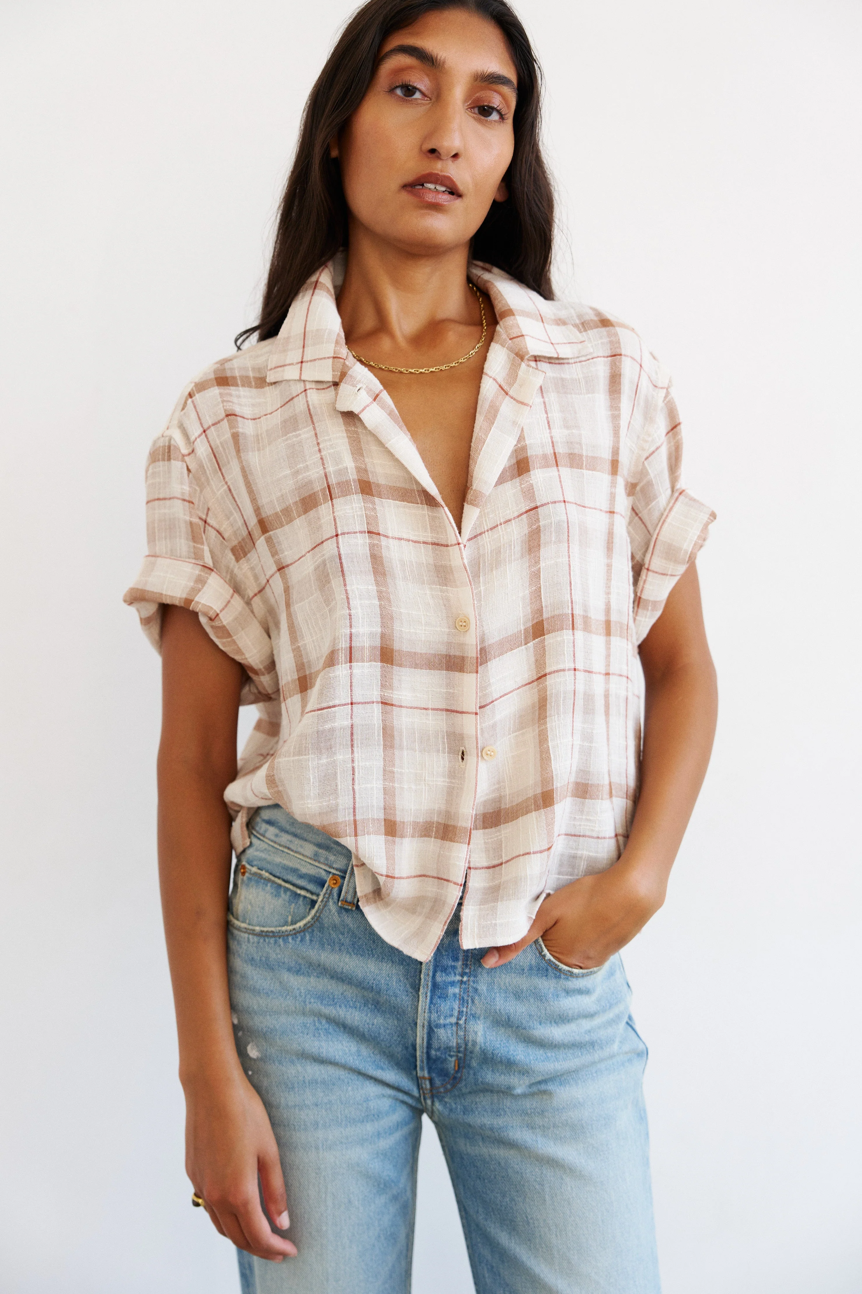 Jamie Haller - The Fields Shirt in Natural Plaid - Image 7