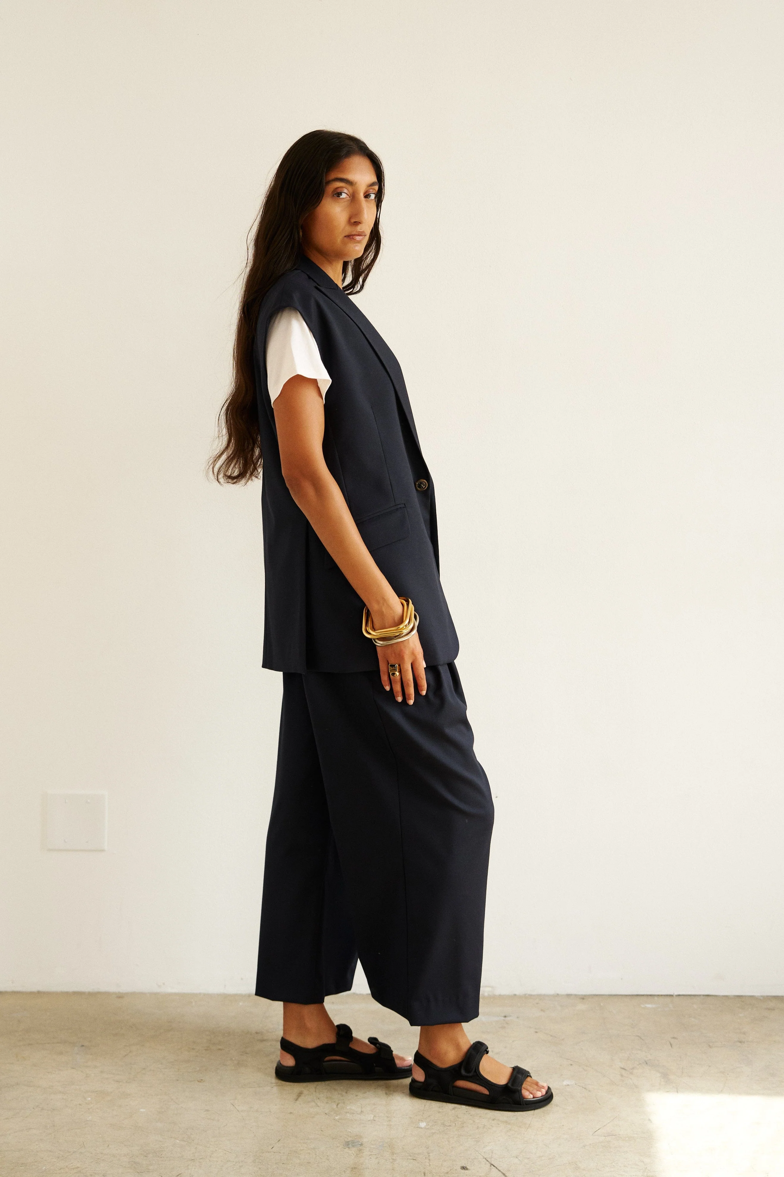 Jamie Haller - The Gaucho Pleat in Navy - Image 4