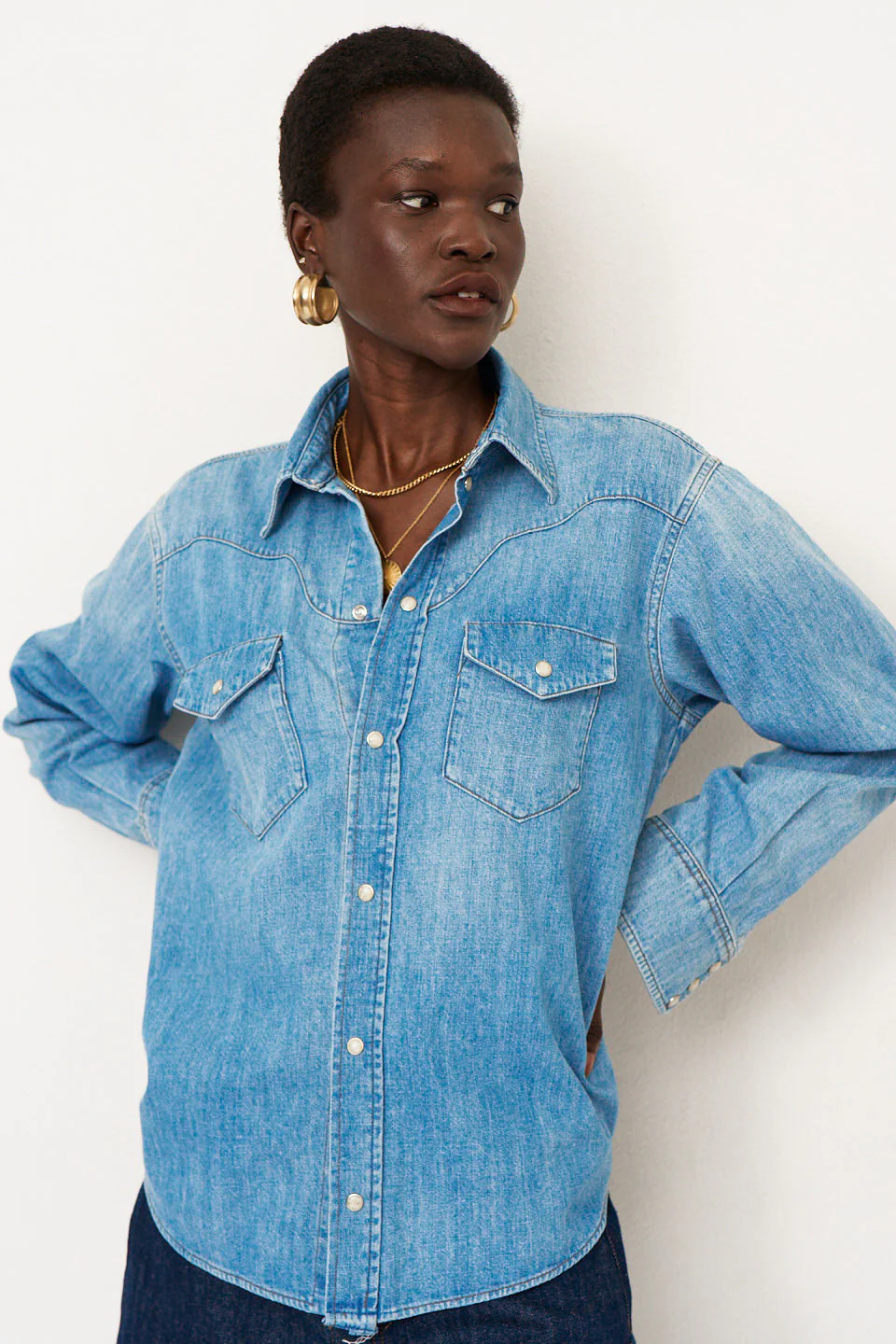 Jamie Haller - The Loretta Western Shirt in Timeworn Indigo - Image 5