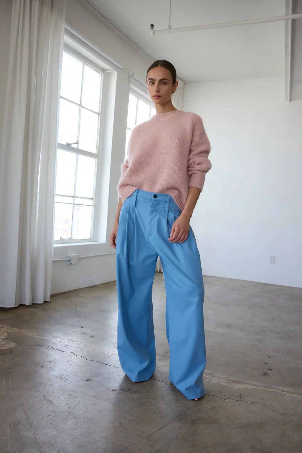 Jamie Haller - The Triple Pleat Trouser in Baby Blue - Image 2