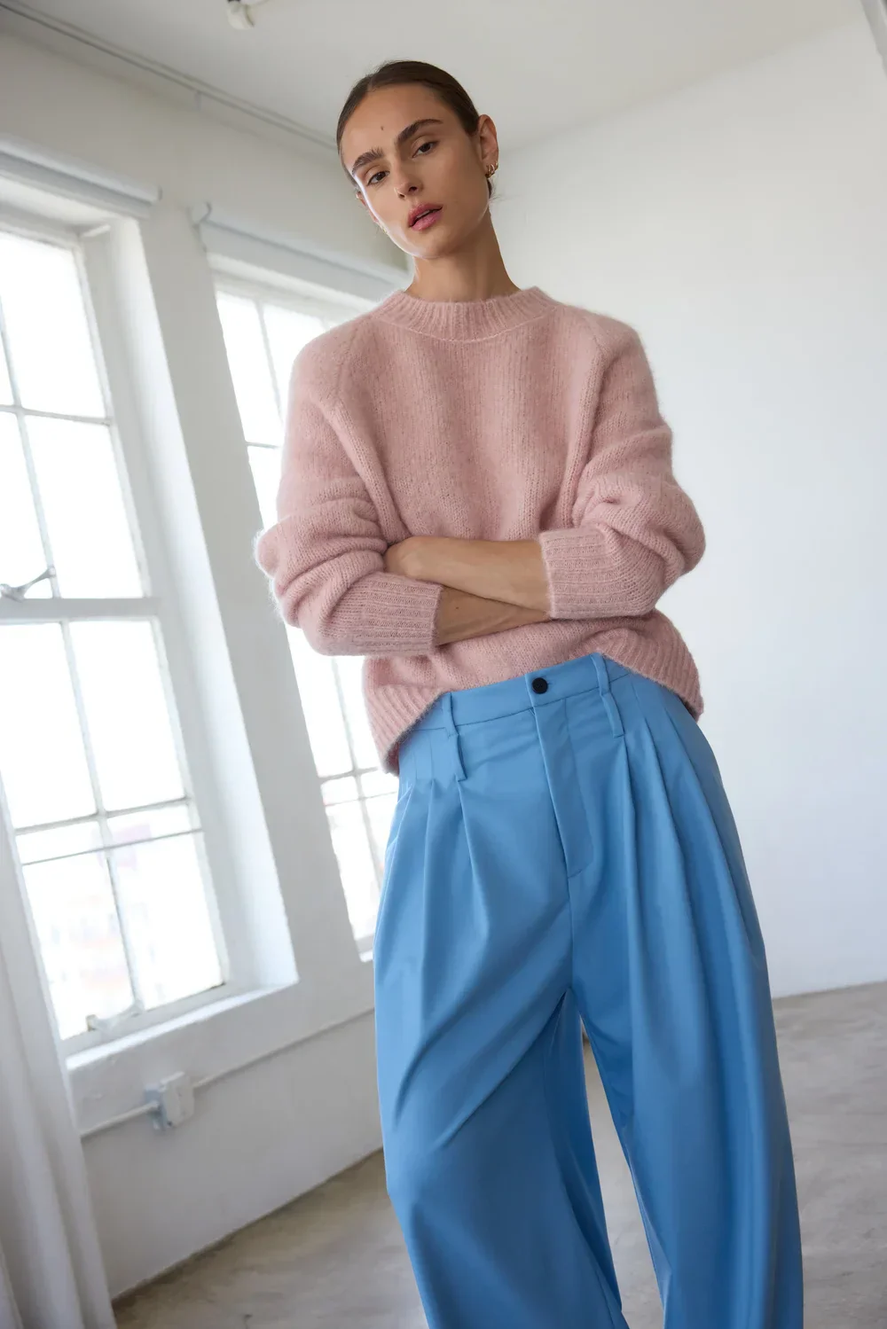 Jamie Haller - The Triple Pleat Trouser in Baby Blue - Image 3