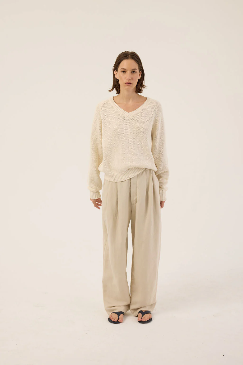 Jamie Haller - The V Fave in Cotton Cashmere in Ecru - Image 2