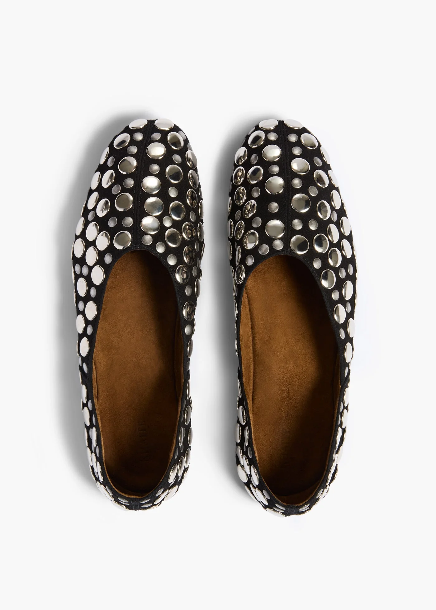 Khaite - Jane Flat in Black Suede with Silver Studs - Image 8