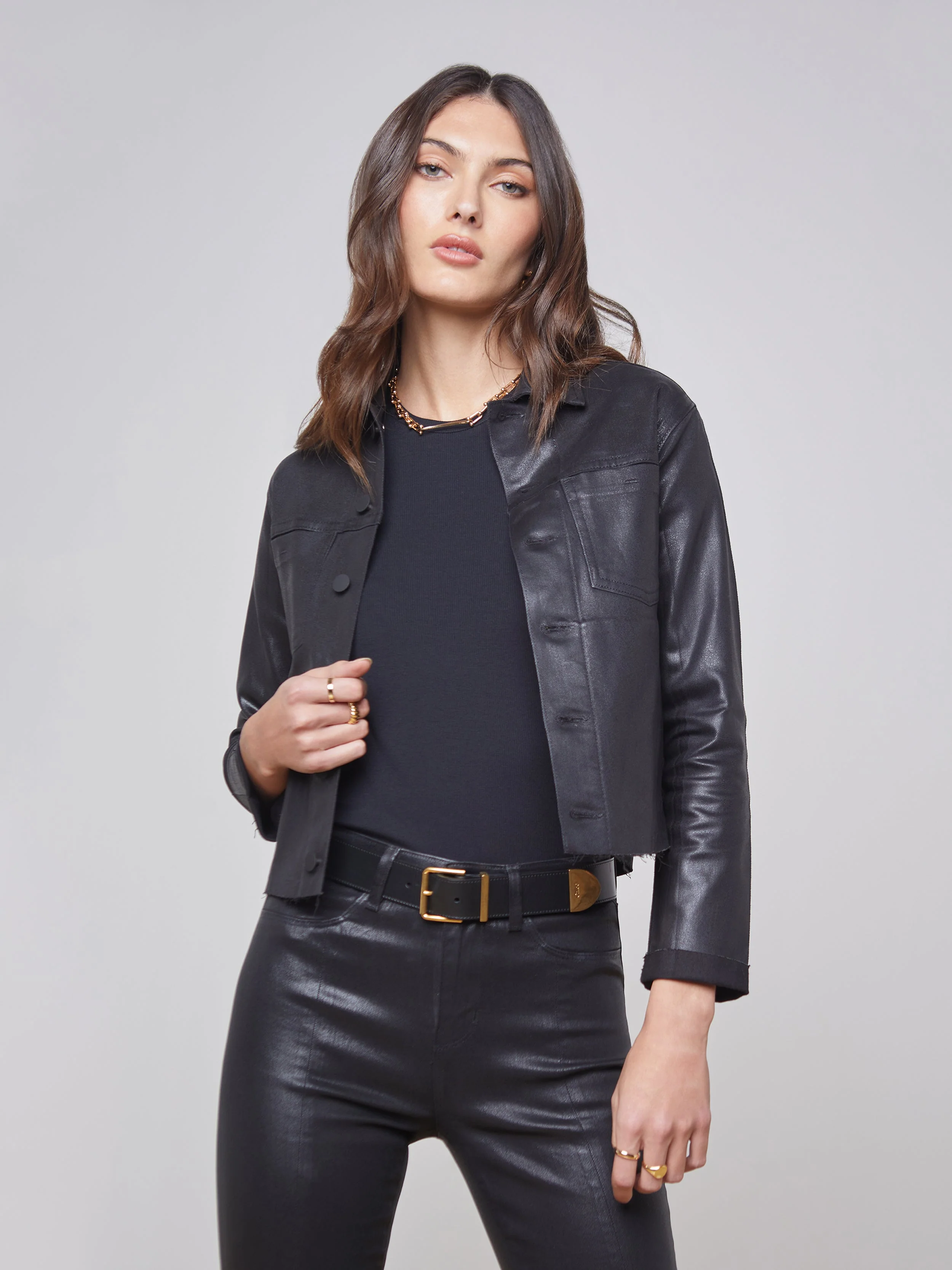 L'AGENCE - Janelle Coated Jean Jacket - Image 7
