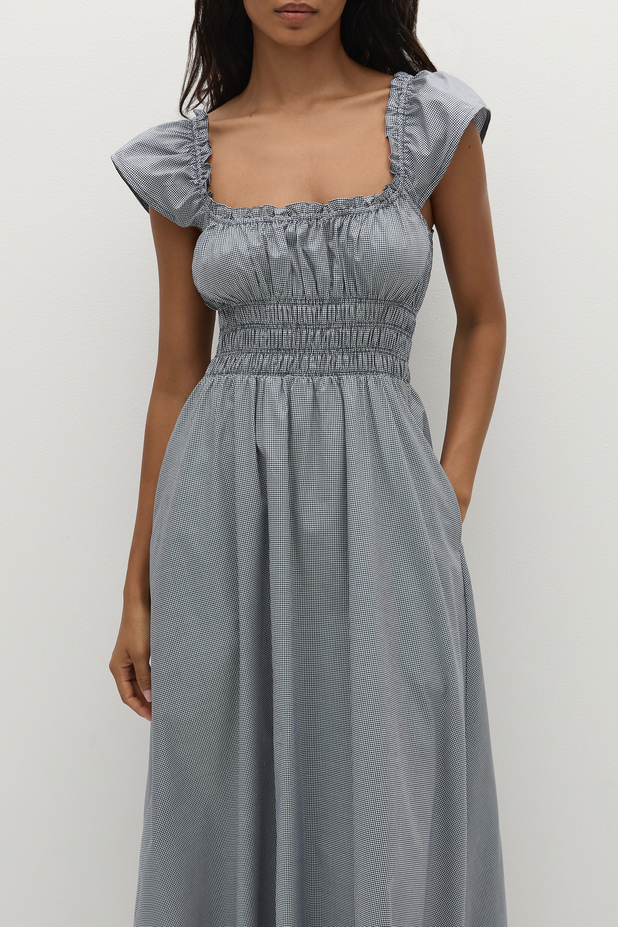 Faithfull - Janne Midi Dress Hanne Gingham Vintage Navy - Final Sale - Image 2