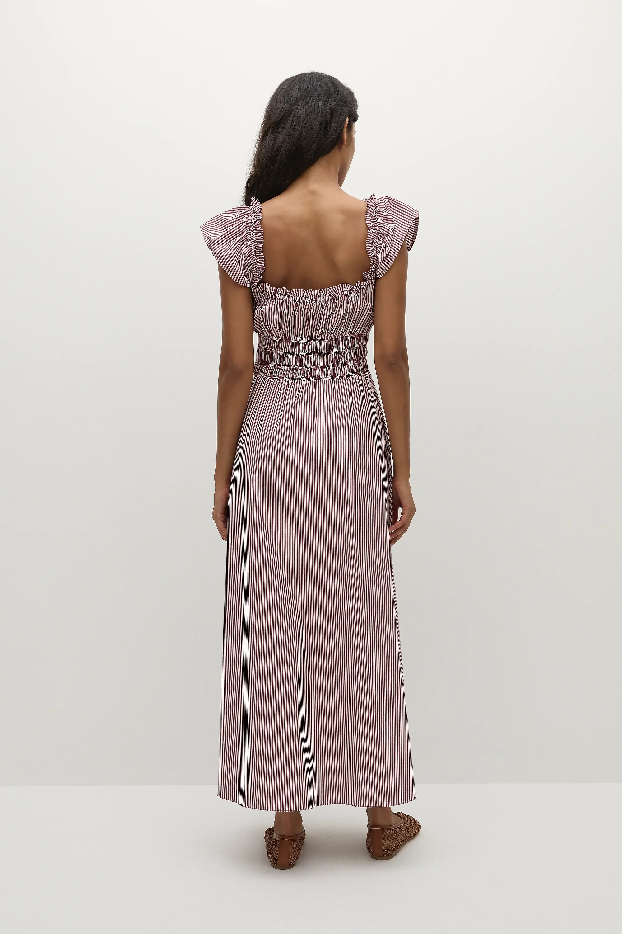 Faithfull - Janne Midi Dress Maia Stripe Burgundy - Final Sale - Image 4