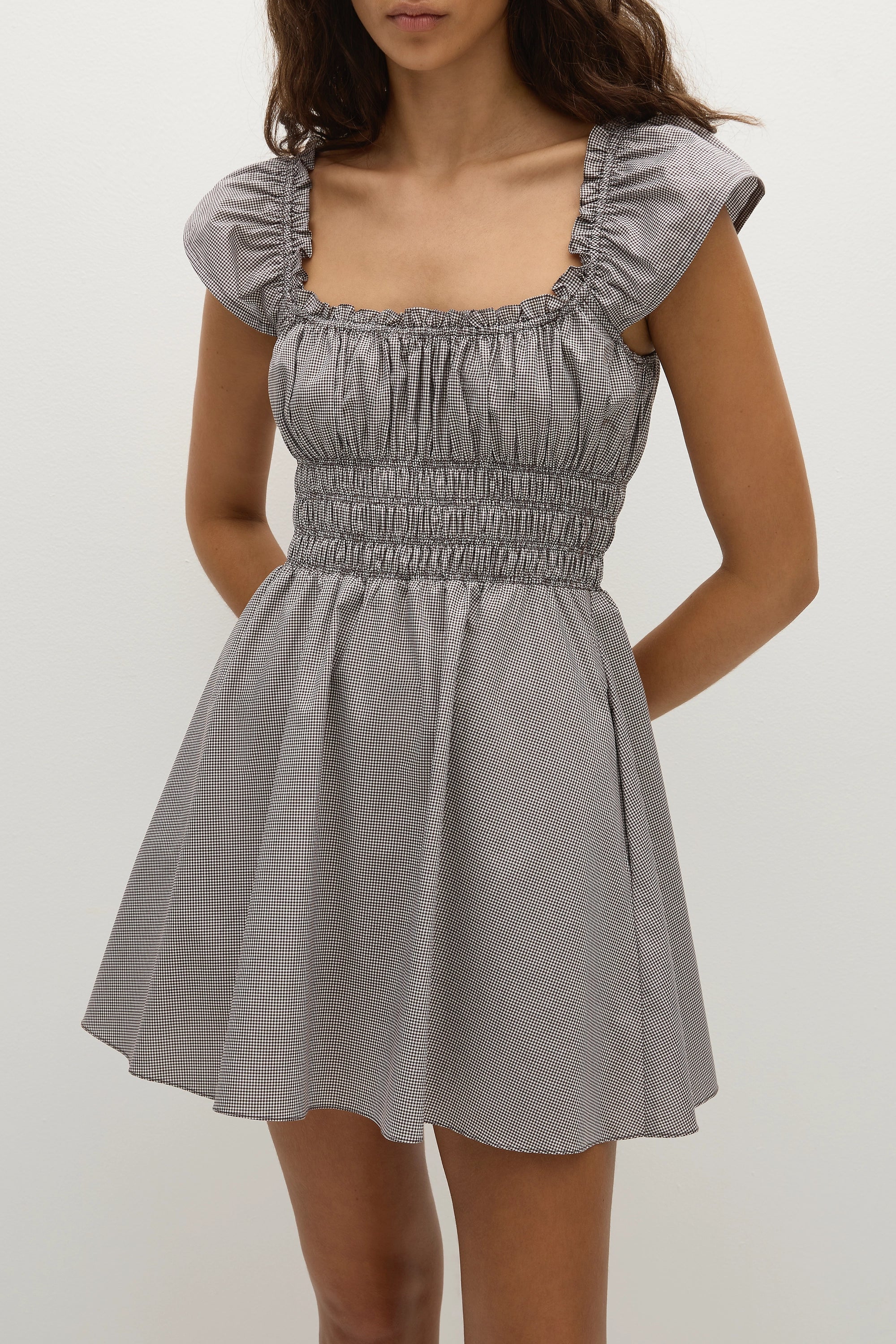 Faithfull - Janne Mini Dress Hanne Gingham Espresso - Final Sale - Image 2